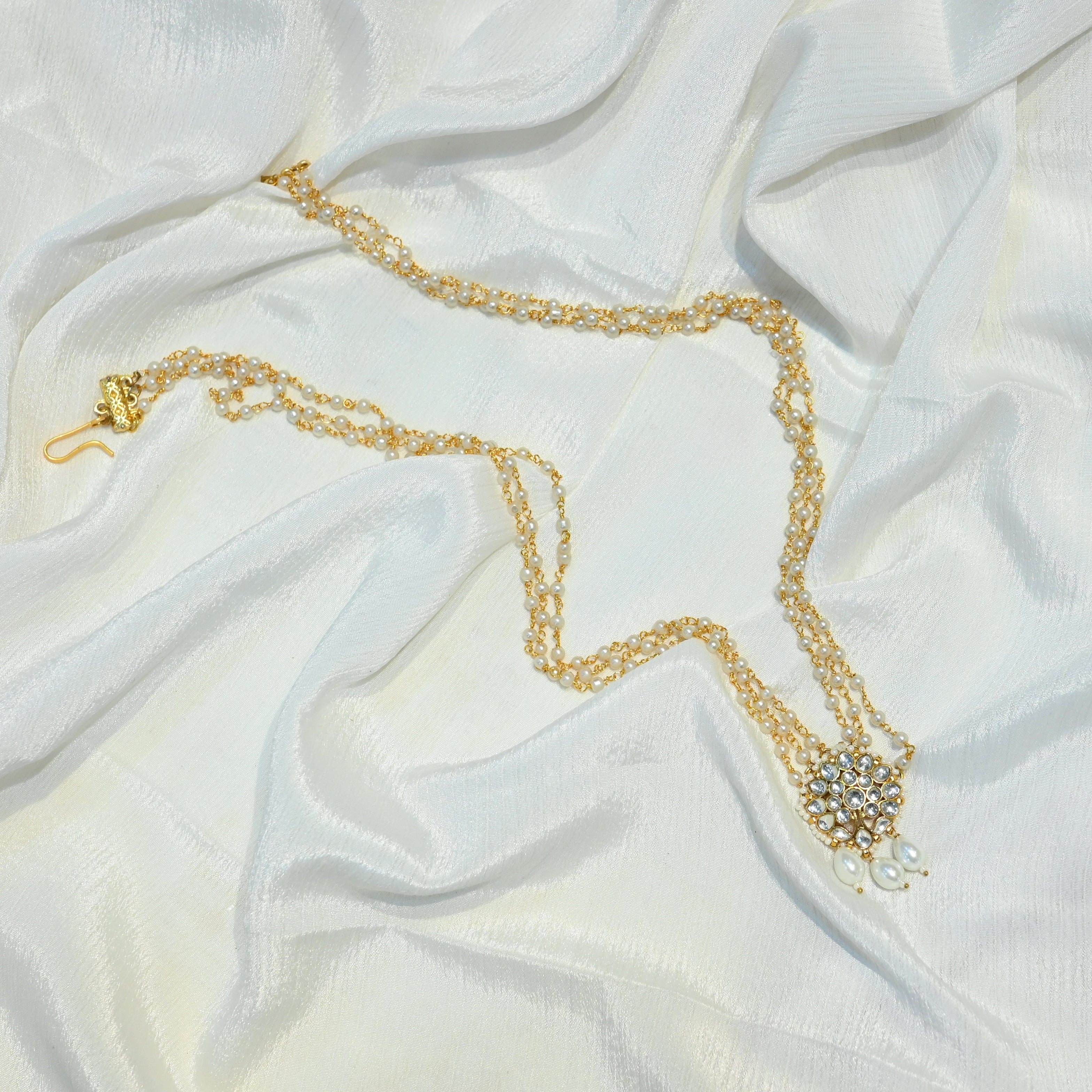 SJN1102- White Colour Gold Plated Jadau Kundan Pendant