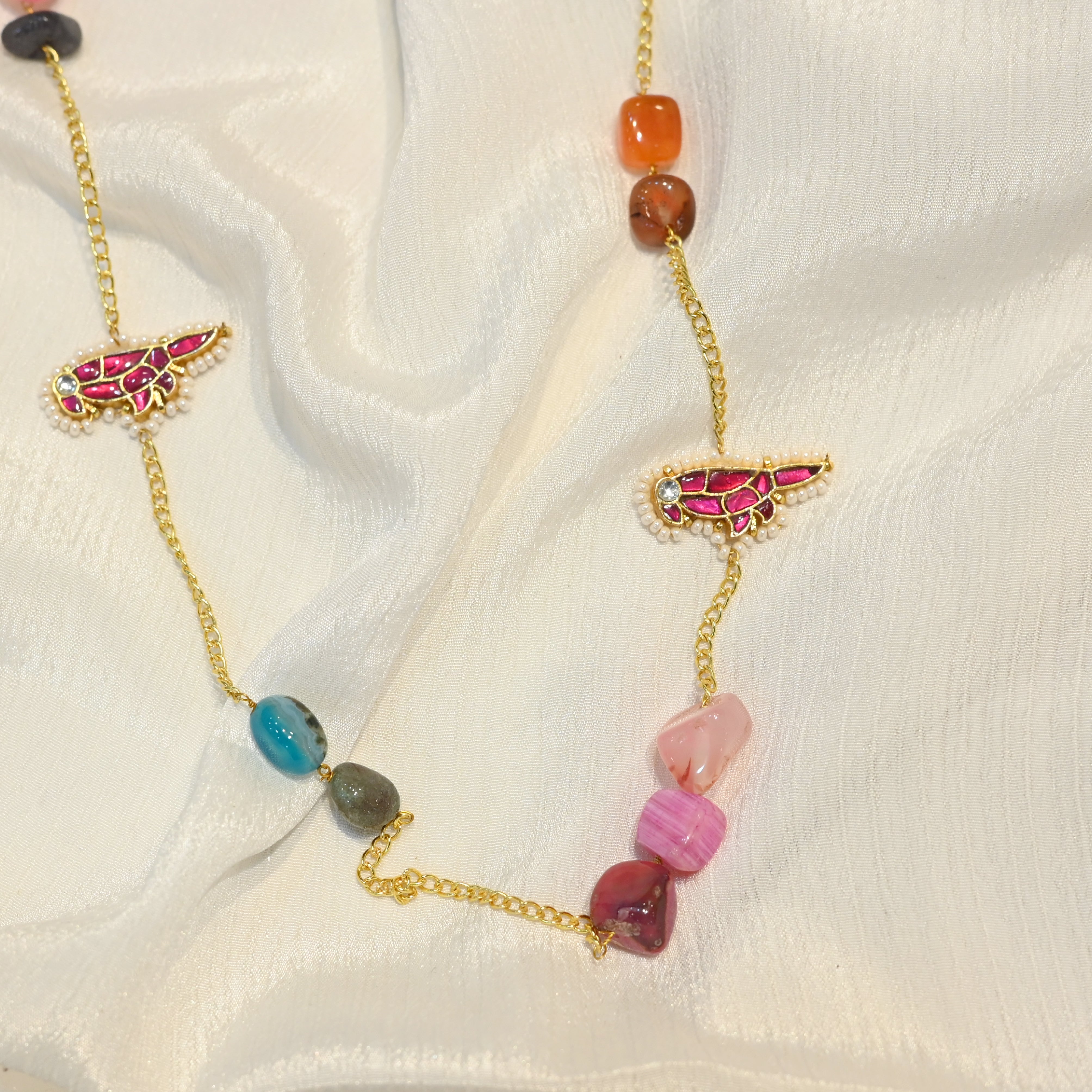 SJN1103- Multi Colour Gold Plated Jadau Kundan Pendant