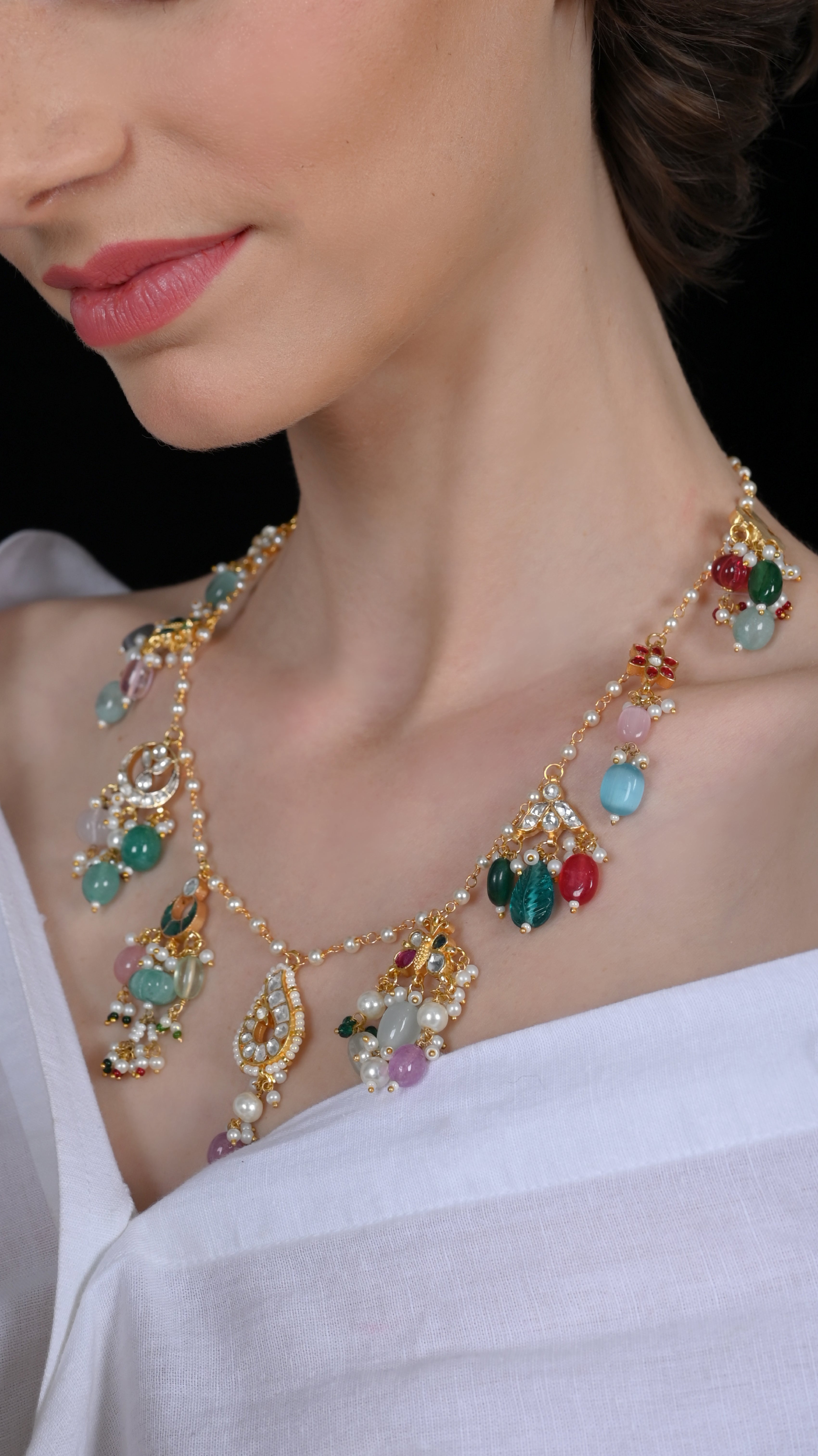 SJN1094- Multi Colour Gold Plated Jadau Kundan Pendant