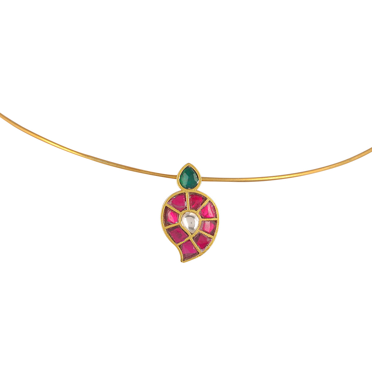 SJN0004- Multi Colour Gold Plated Jadau Kundan Hasli