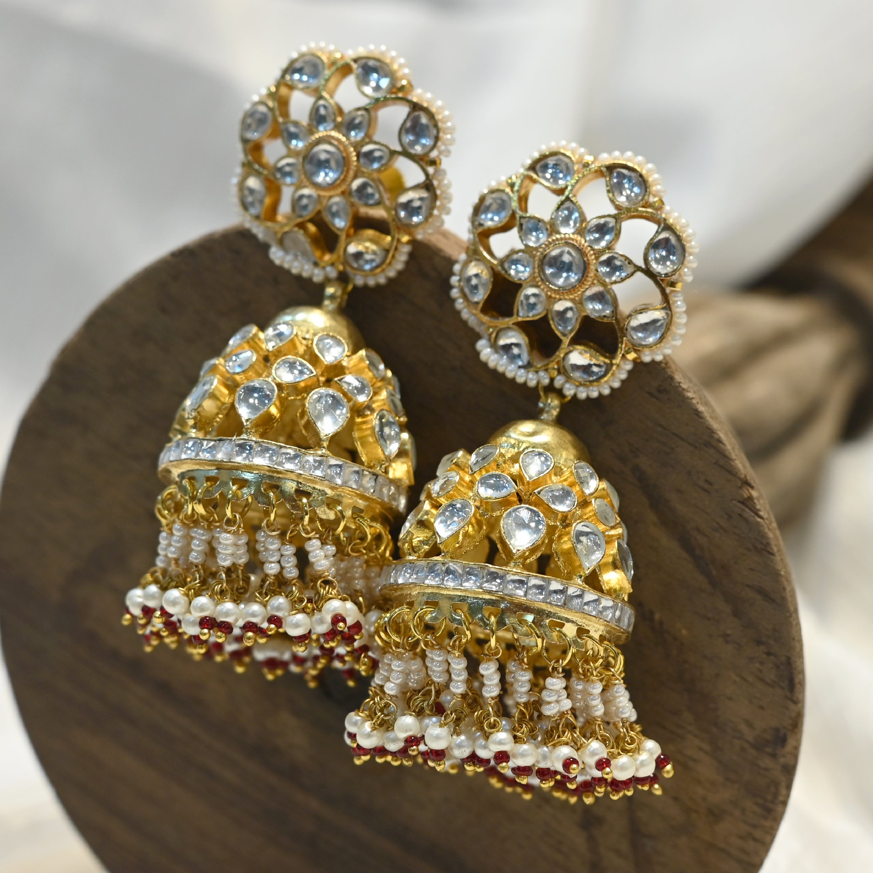 SJN1107- White Colour Gold Plated Jadau Kundan Necklace With Earrings and Tika