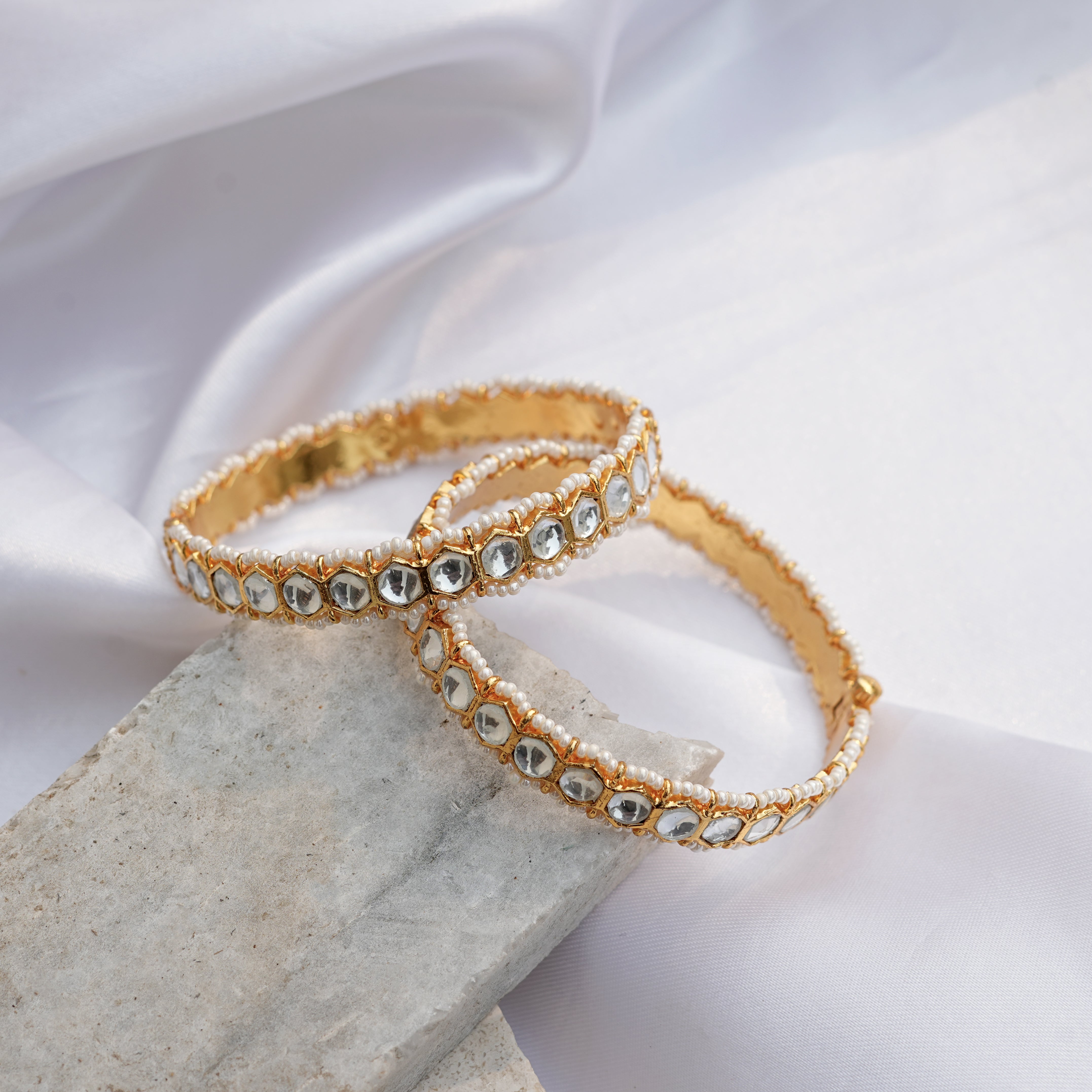 Zayan Gold Plated Kundan Bangles