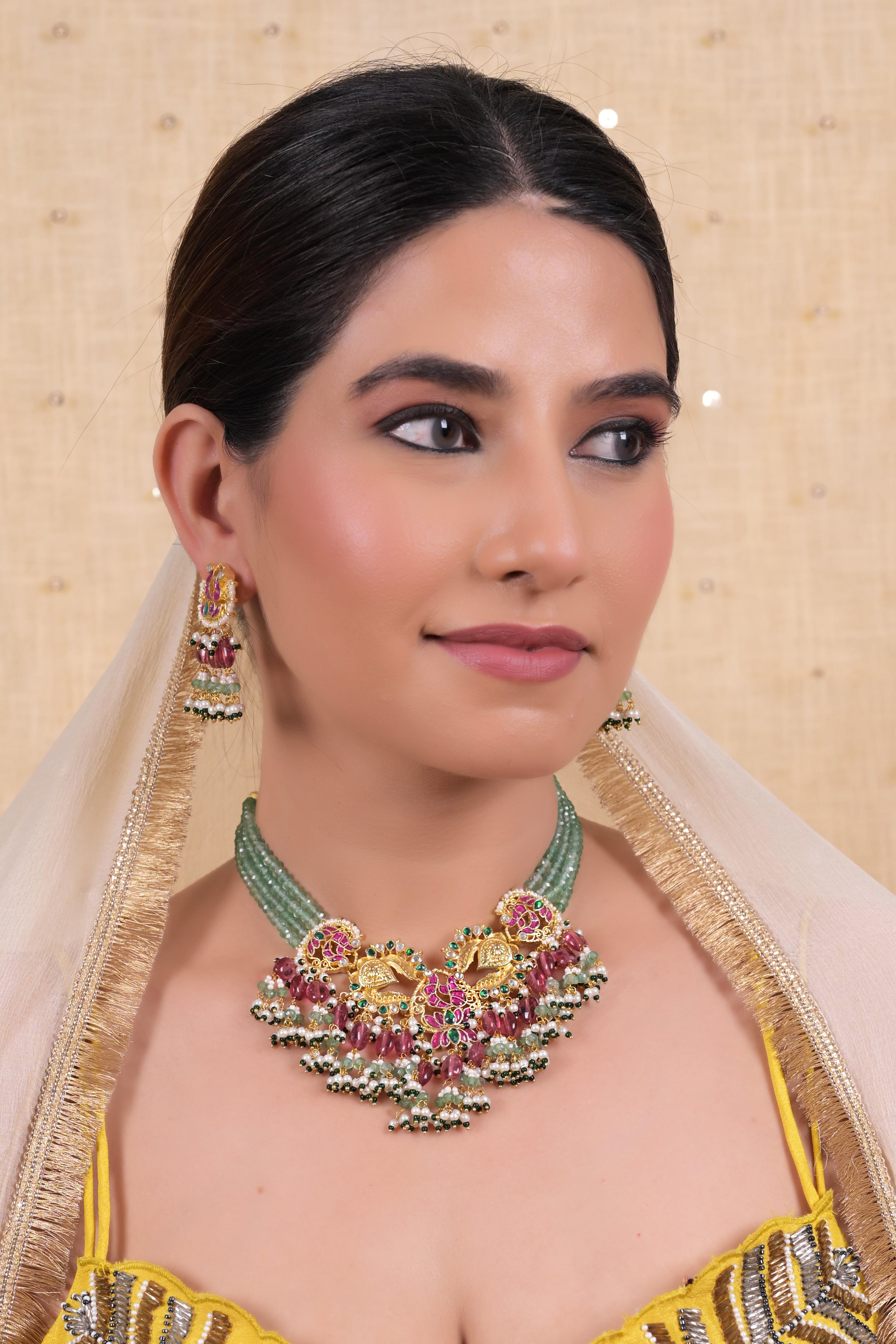 SJN1115- Multi Colour Gold Plated Jadau Kundan Choker Set