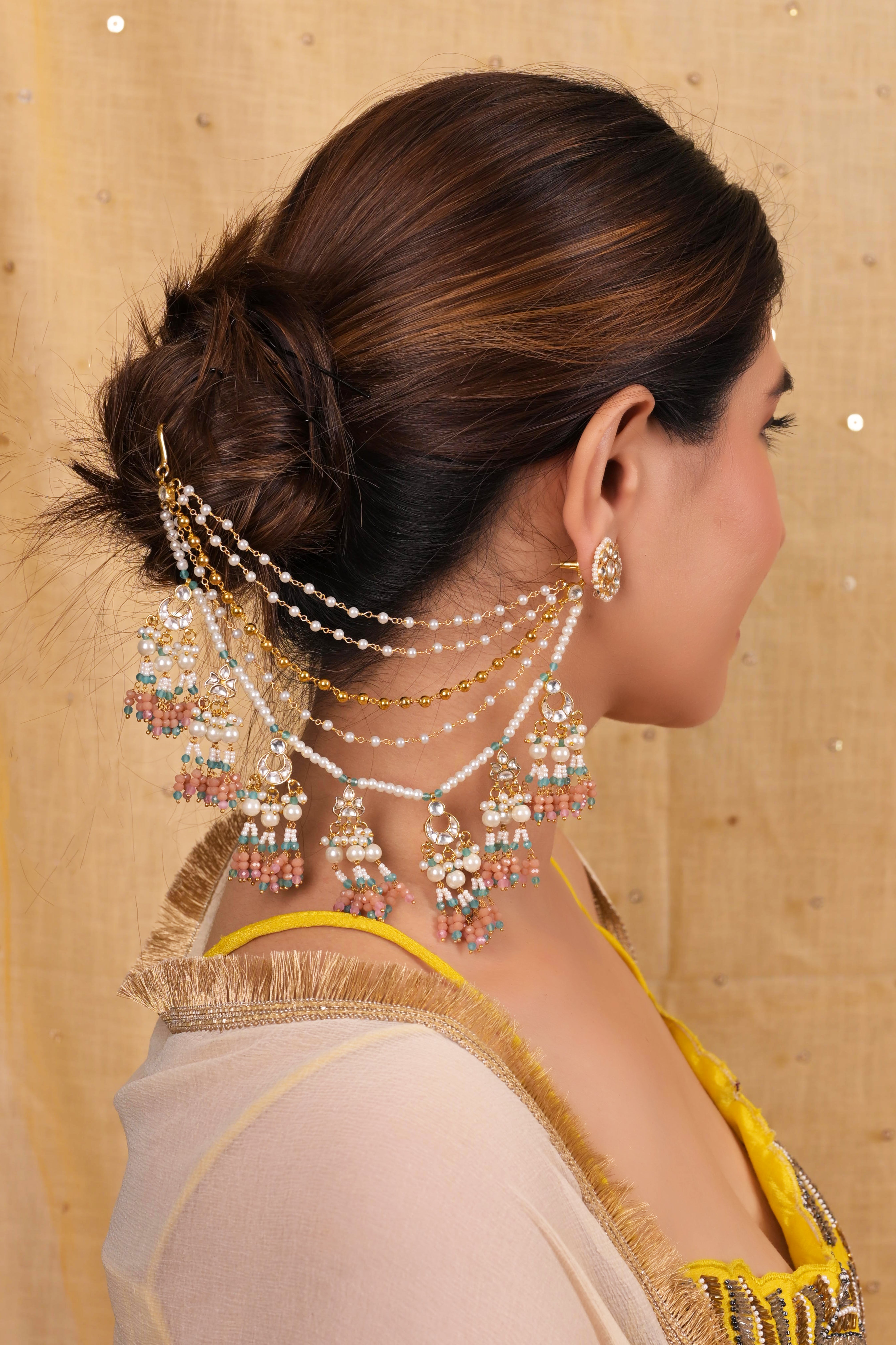 SJKC0007- Multi Colour Multi Layer Gold Plated Jadau kundan kanchain