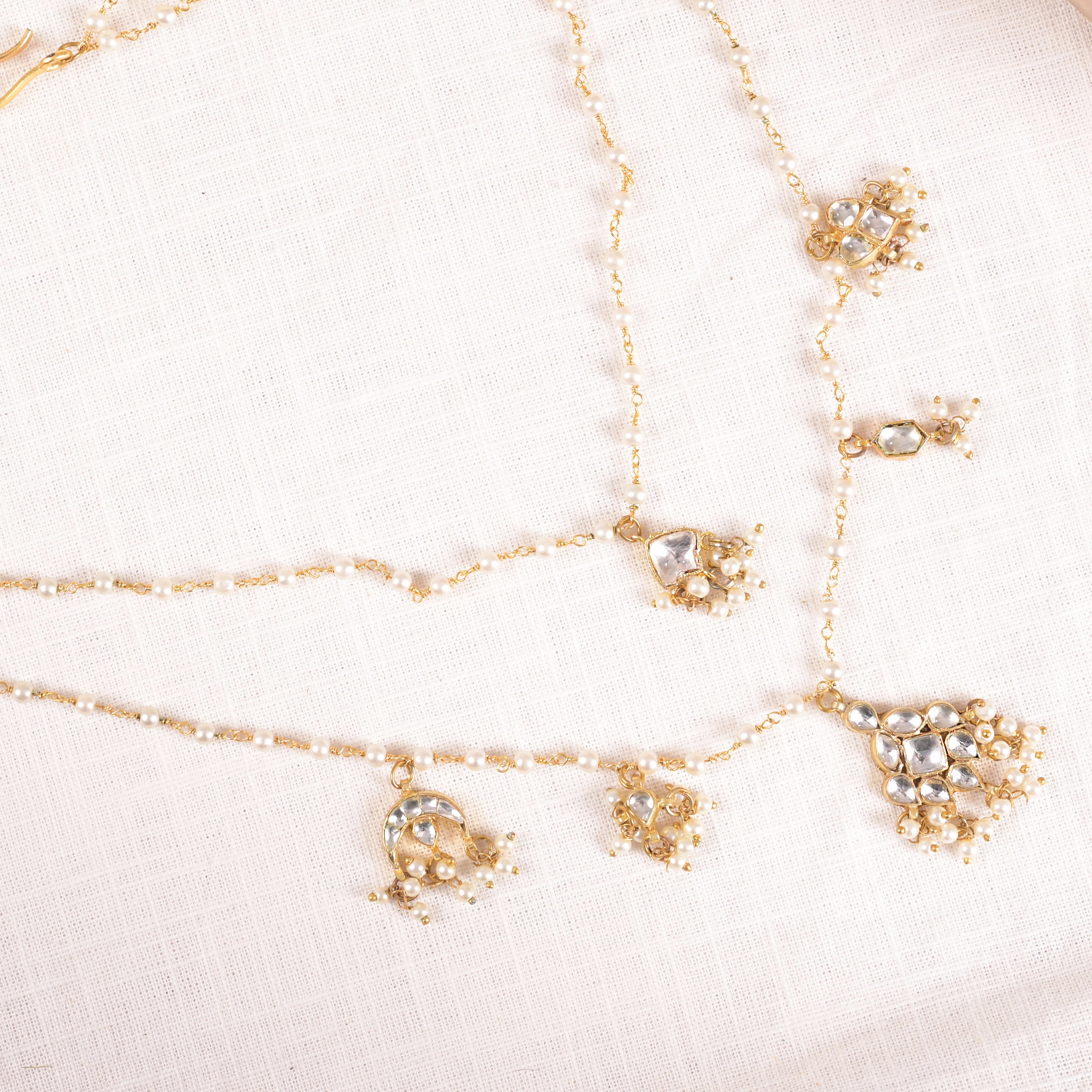SJN1155- White Colour Layered Gold Plated Jadau Kundan Pendant