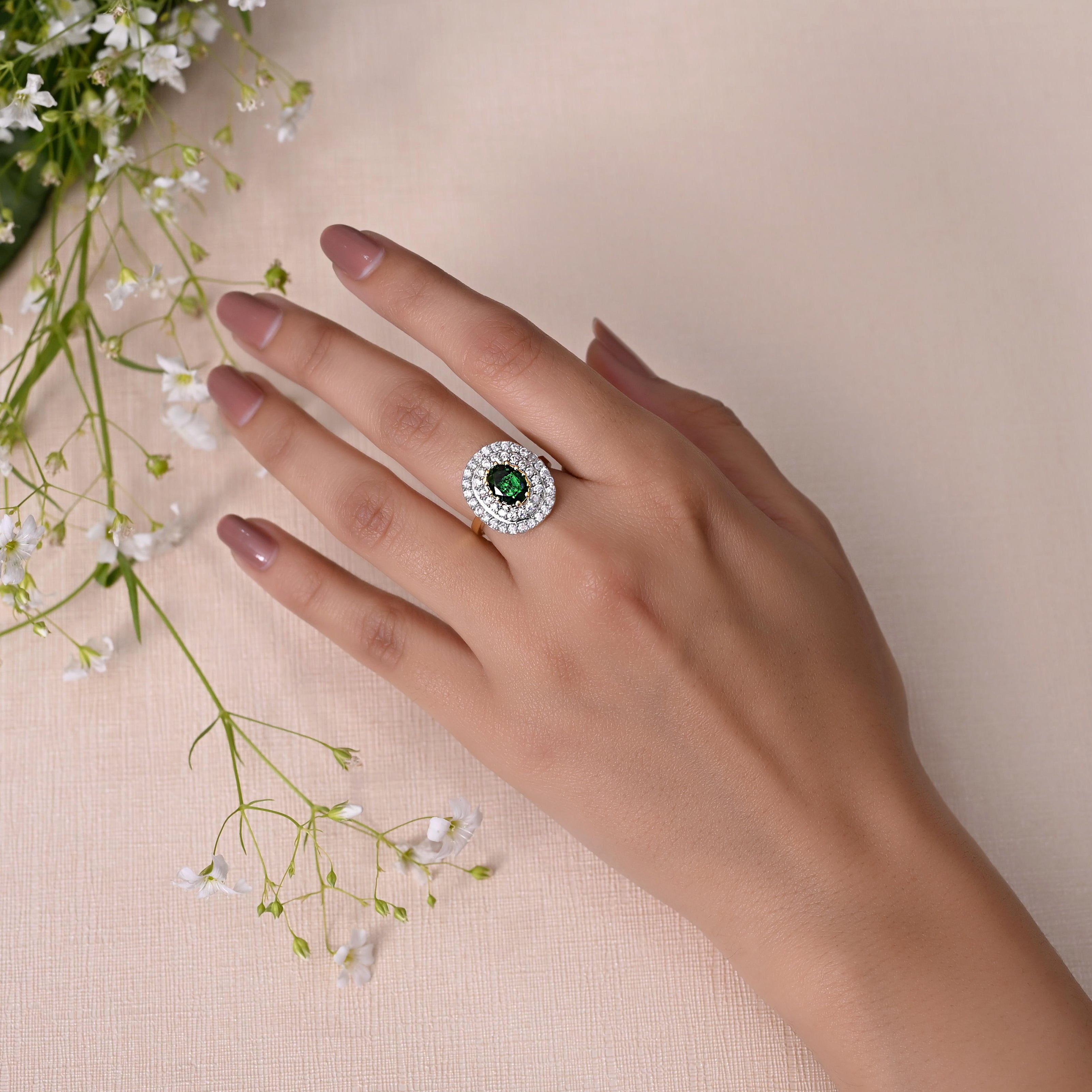 SJR0029- Blue Colour Silver Plated Faux Diamond Ring