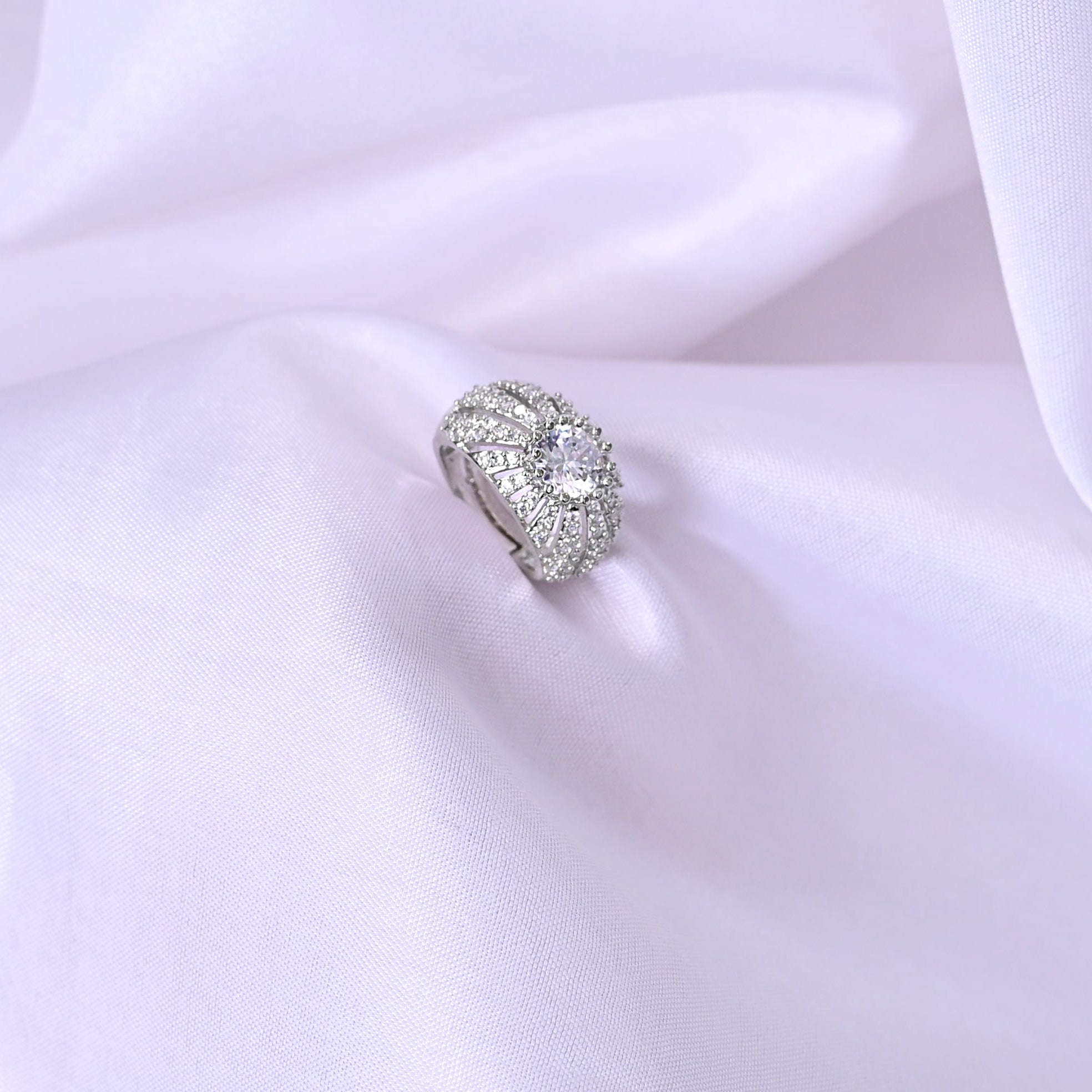 SJR0030- Blue Colour Silver Plated Faux Diamond Ring