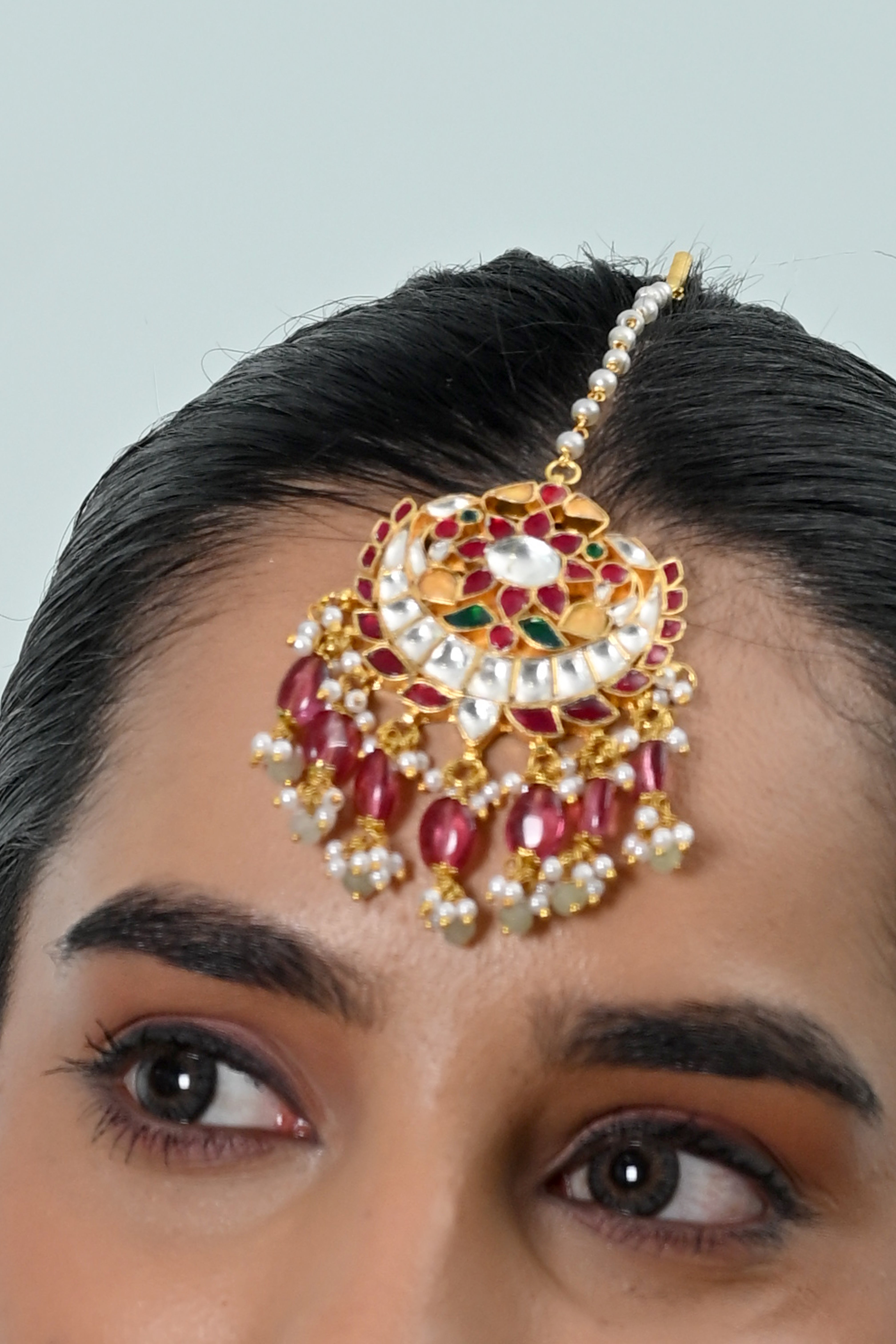 SJN1253- Multi Colour Gold Plated Jadau Kundan Choker Set