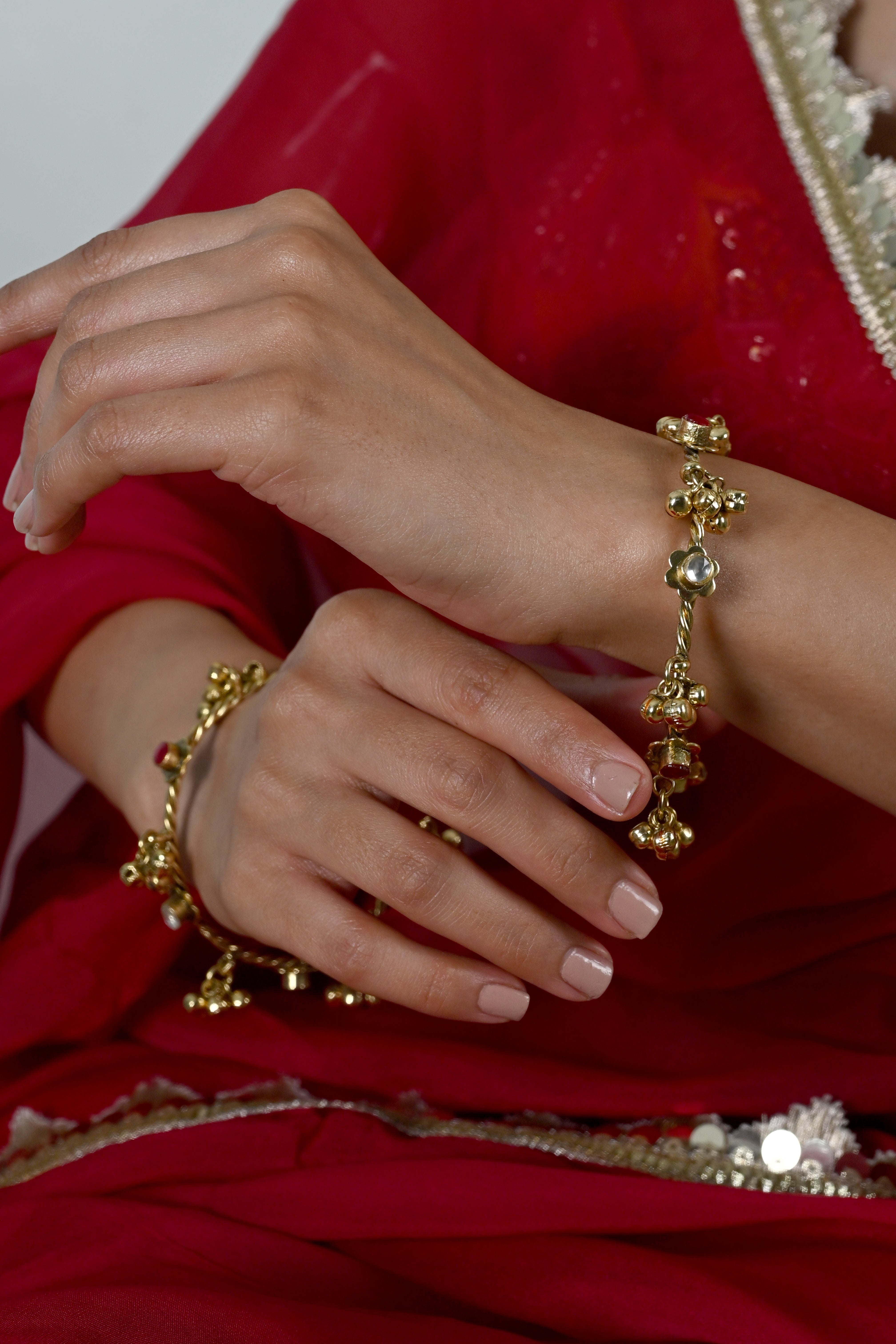 SJB1034- Pink And White Colour Gold Plated Jadau Kundan Bangle
