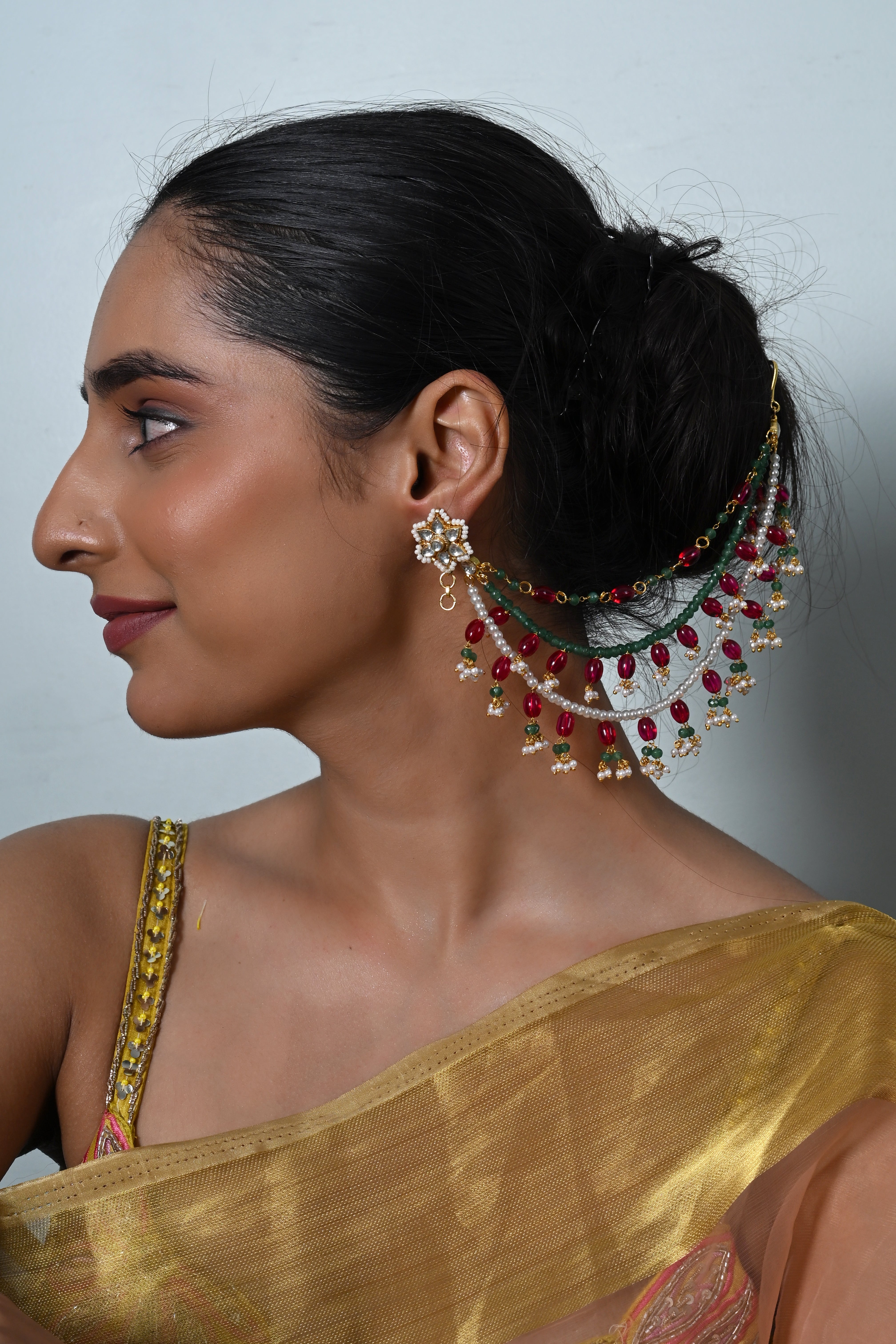 SJKC0008- Multicolour Gold Plated Jadau Kundan kanchain