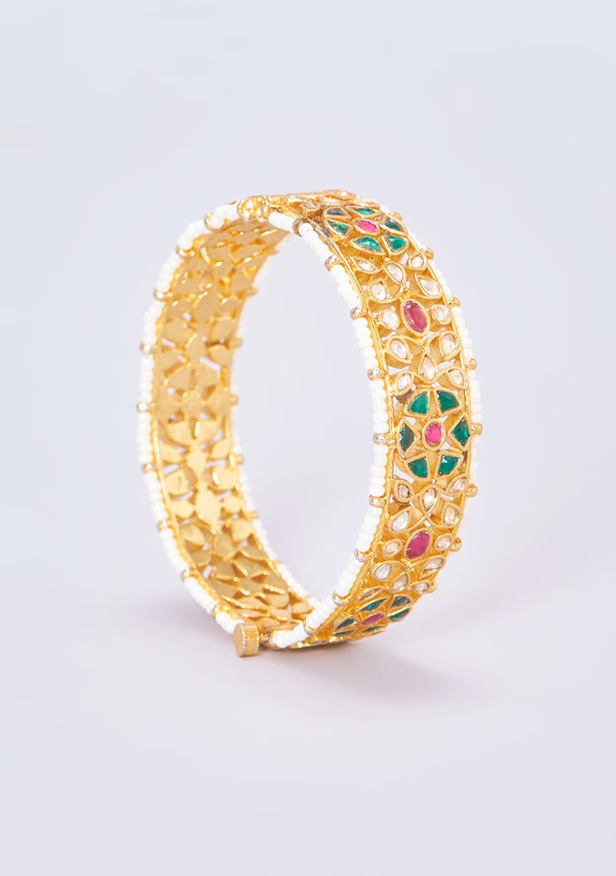 SJB1010- Multi Colour Gold Plated Jadau Kundan Bangle