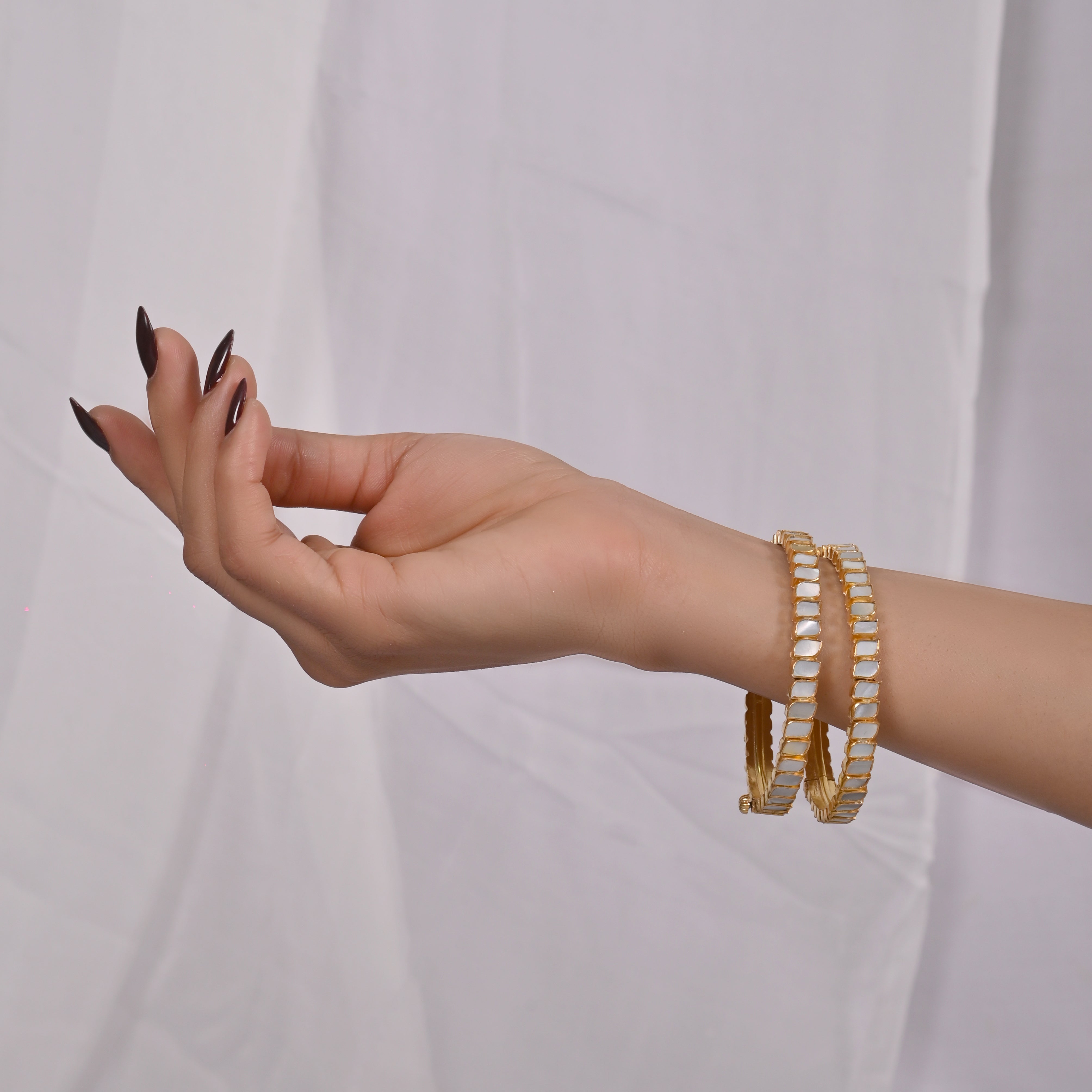 SJB1001- Green Colour Gold Plated Jadau Kundan Bangles