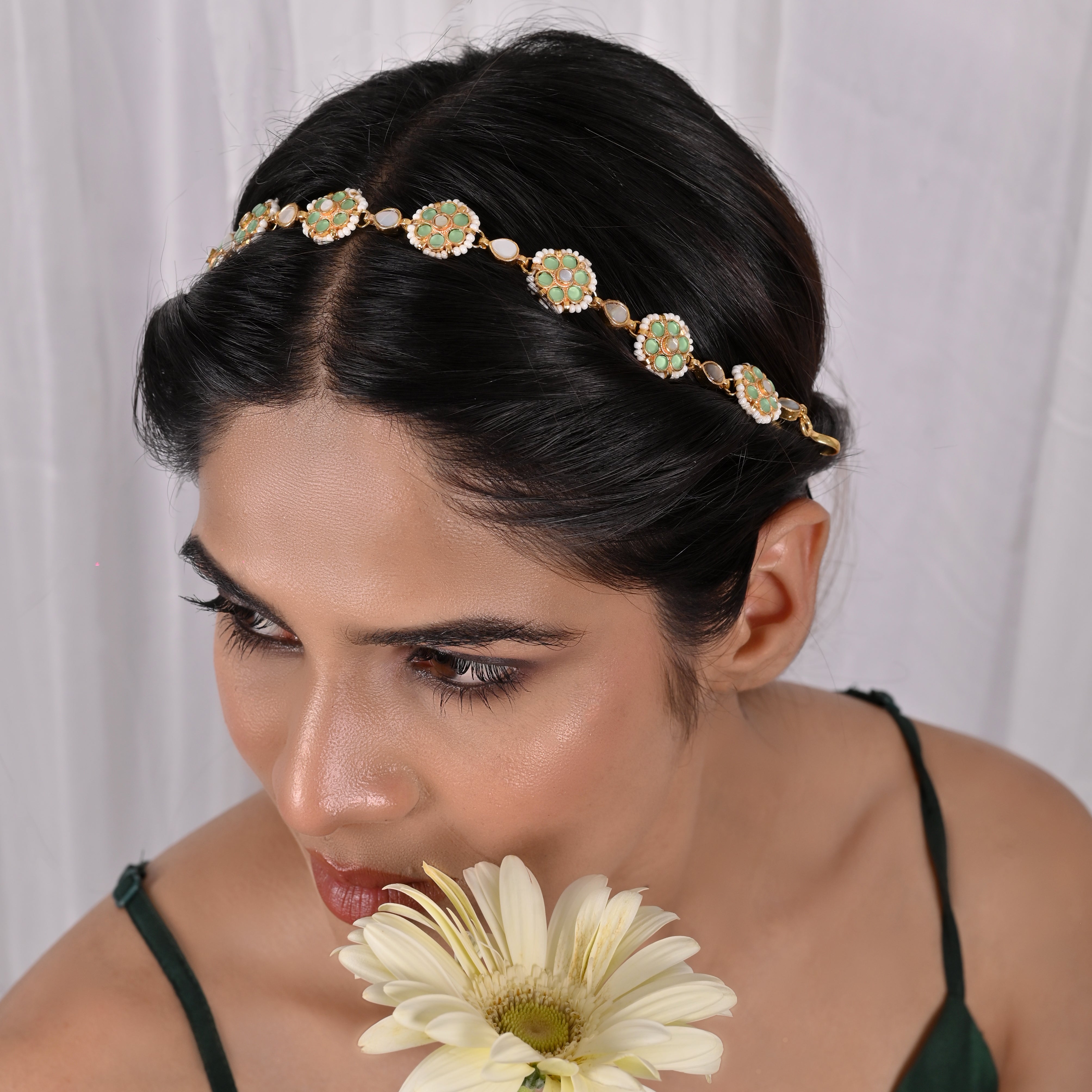 Freesia Emerald Kundan Headband