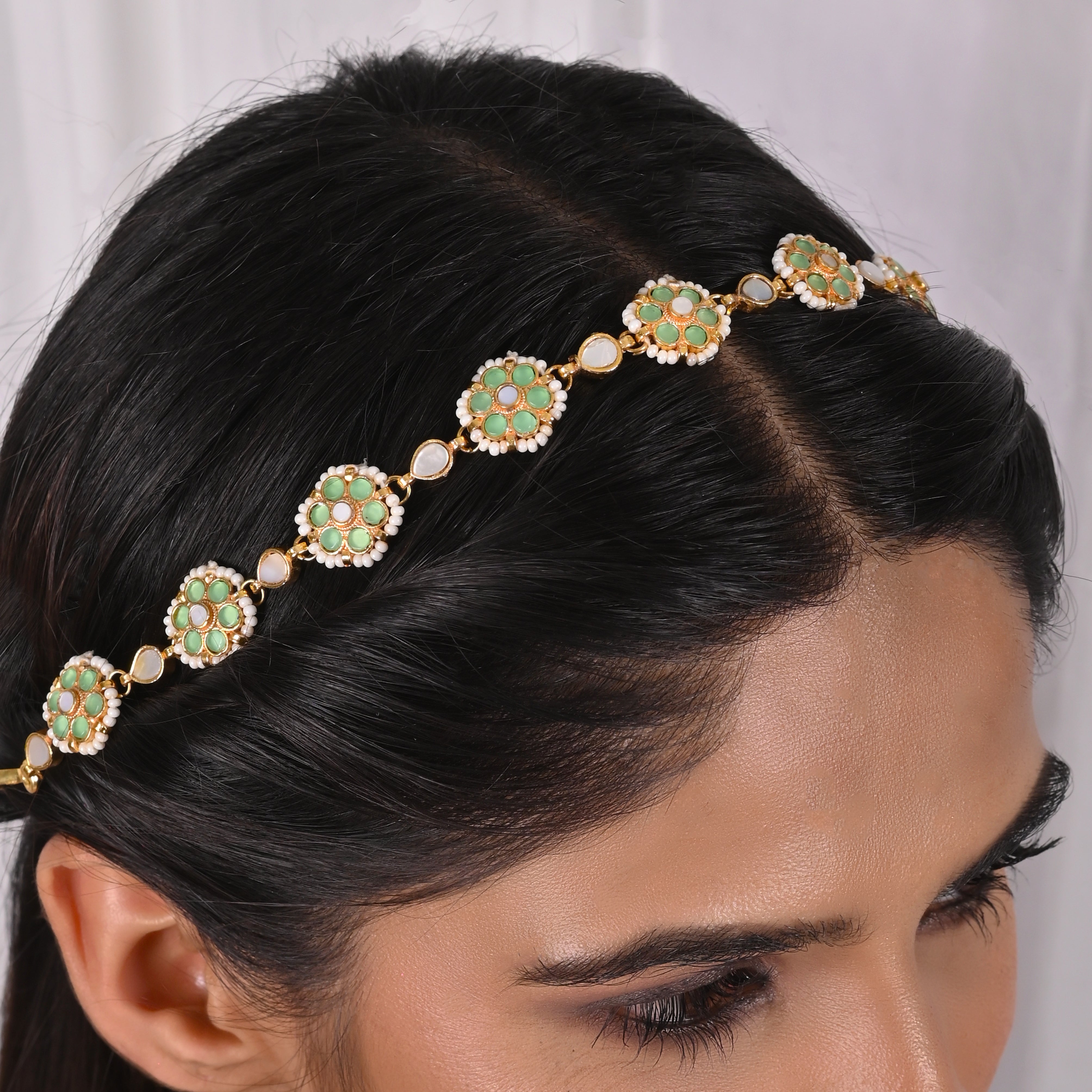 Freesia Emerald Kundan Headband