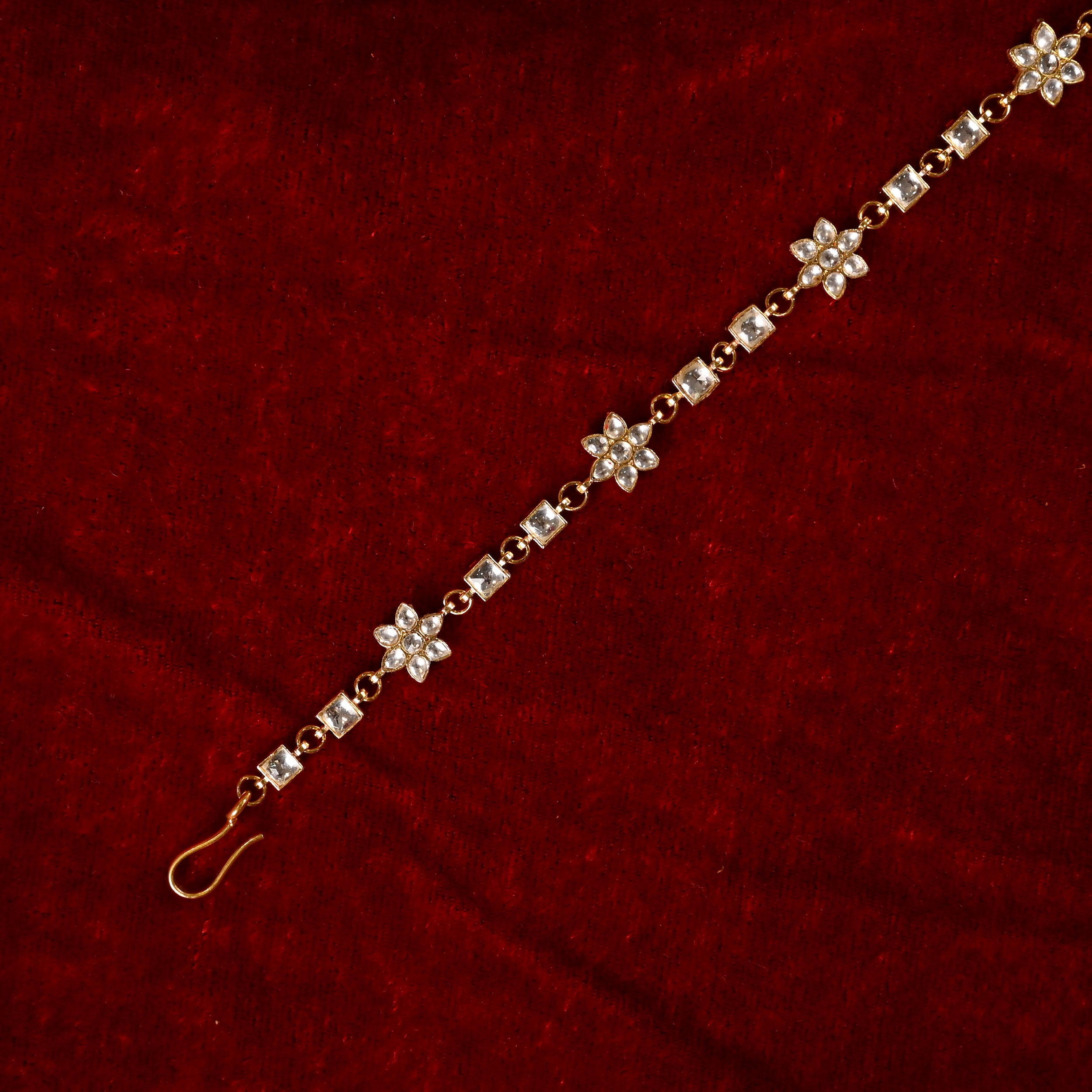 SJHB1016- White Colour Gold Plated Jadau Kundan Headband