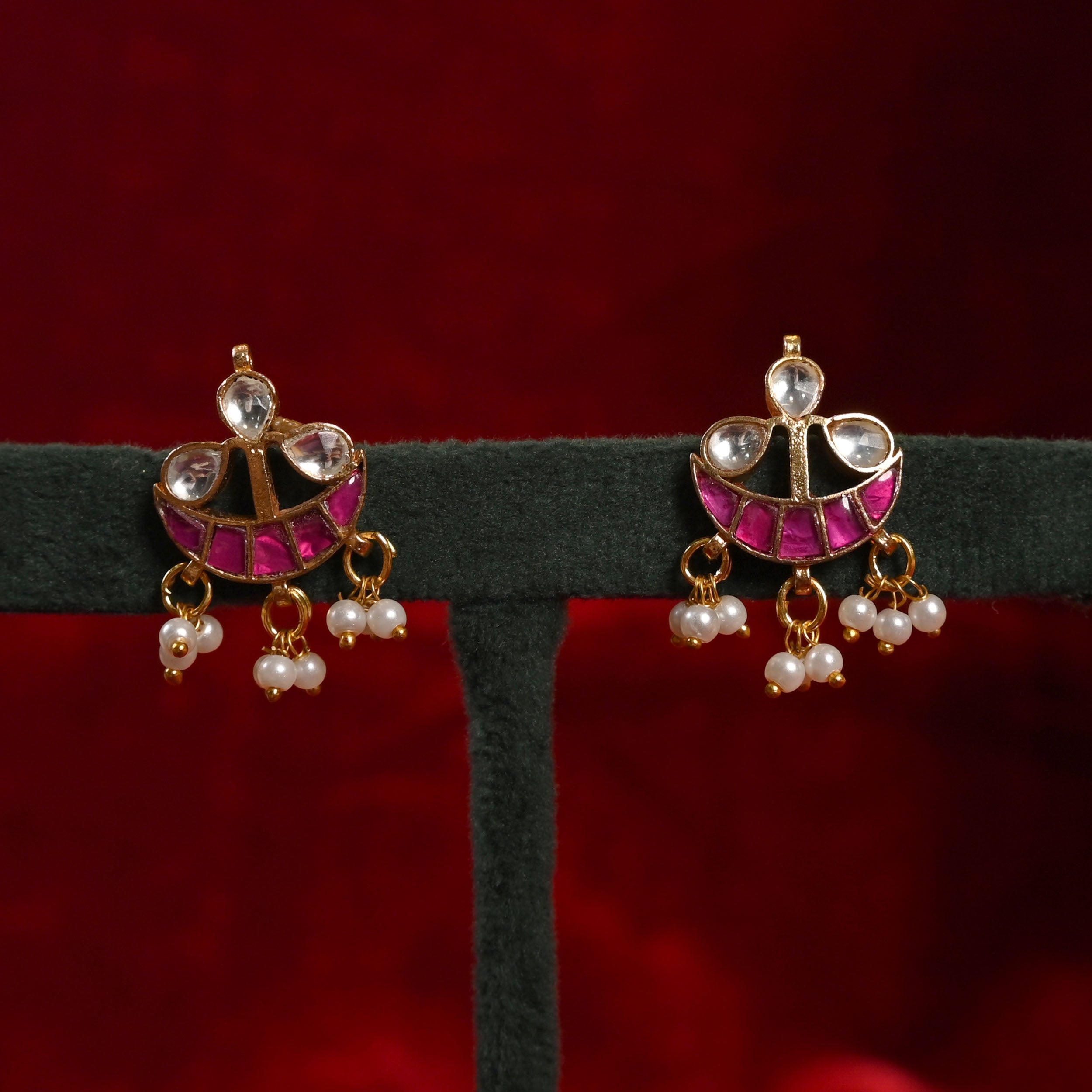 SJN1070- Multi Colour Gold Plated Jadau Kundan Fusion Choker with Earrings