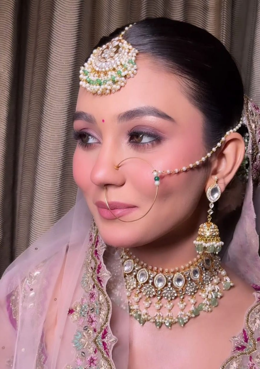 Hina Bridal Choker with Earrings, Tika and Nath