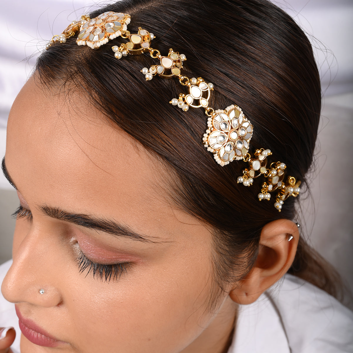 Sorrel Mother Of Pearl Headband/Sheeshphool