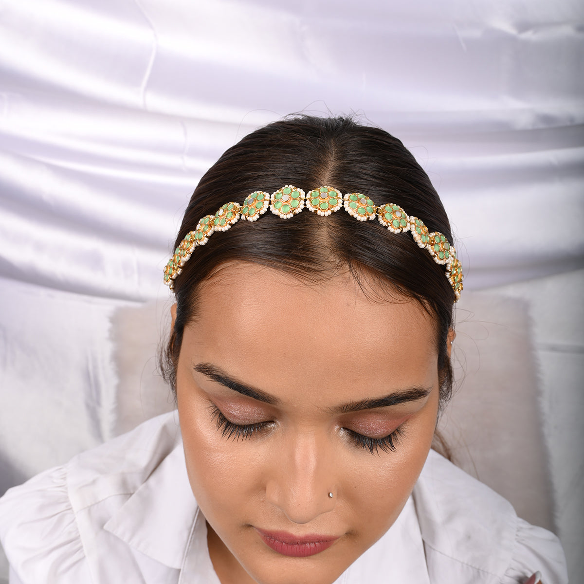 Azalea Emerald Headband/Sheeshphool