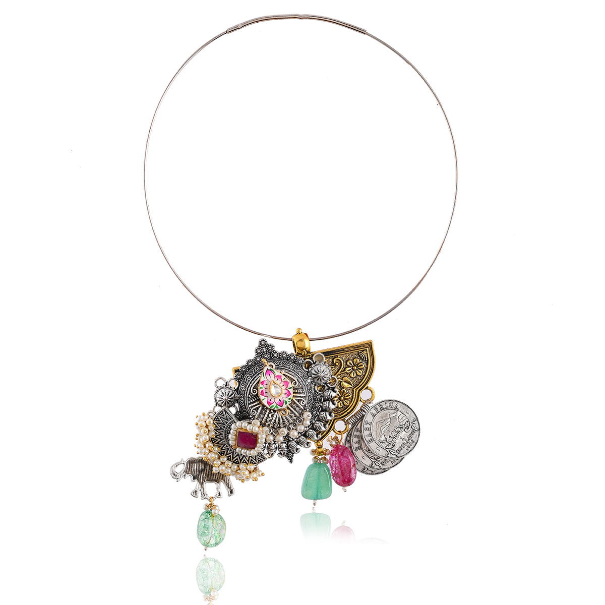 SJTN001-Multicolor Gold Plated Hasli