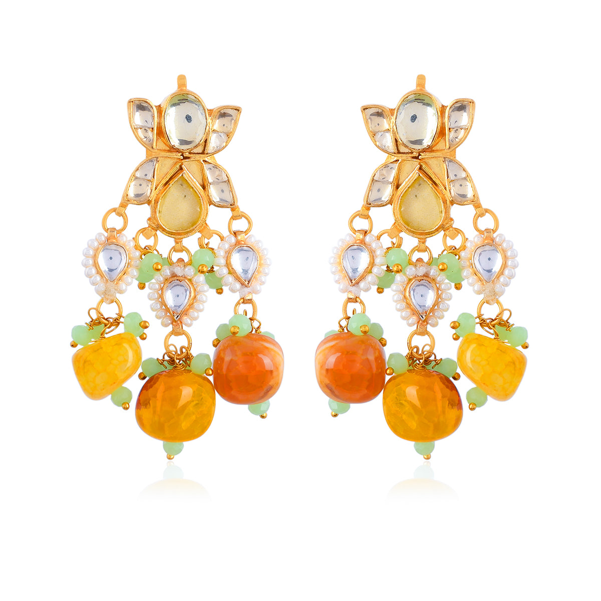 SJN089- Yellow Colour Glod Plated Jadau Kundan Choker Set