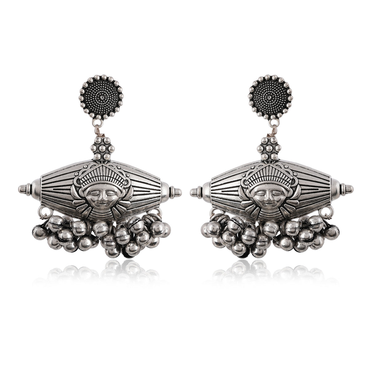 SJTN005- Multi Colour Oxodized Jadau Kundan Tribal Necklace With Earrings