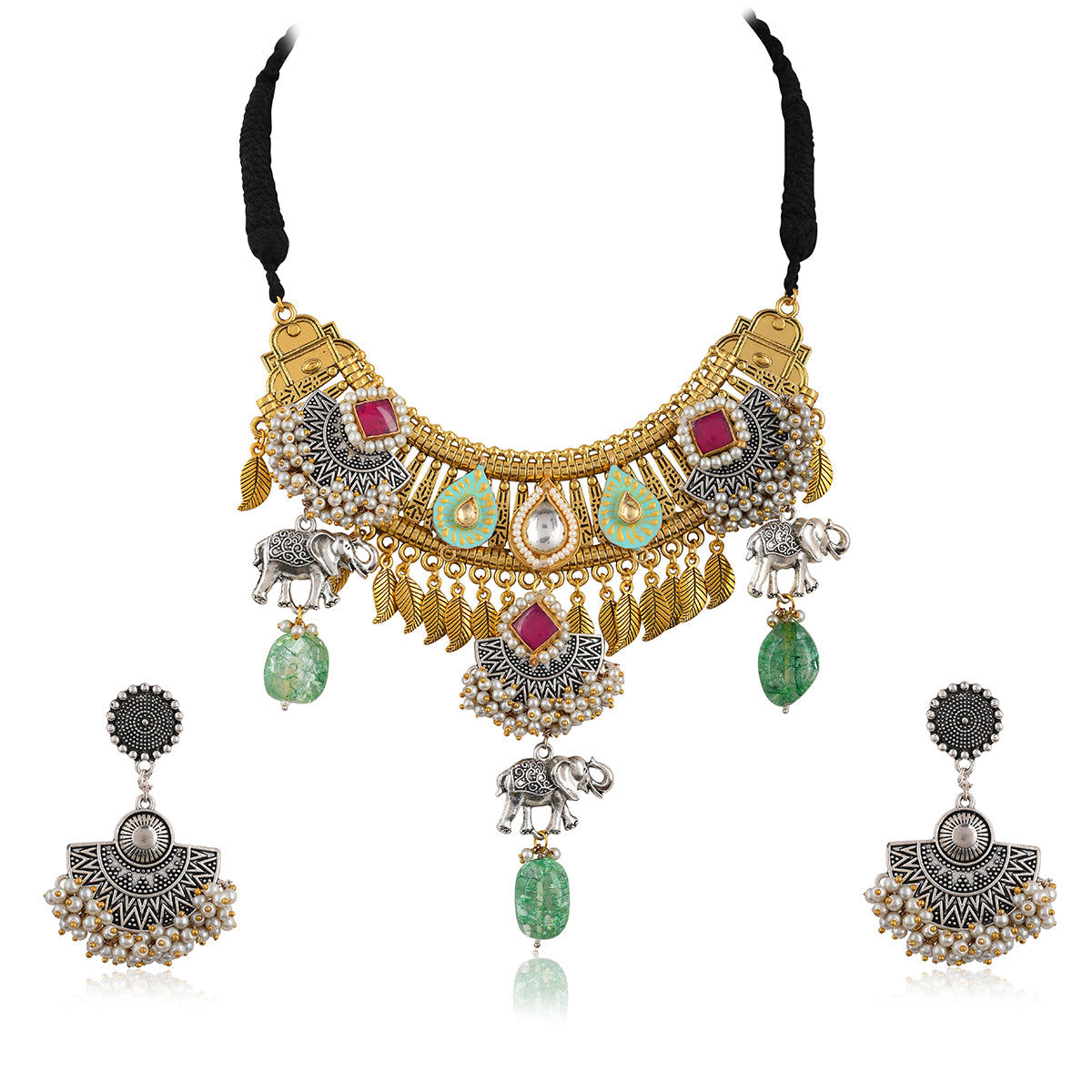 SJTN006-Multicolor Gold Plated Necklace Set