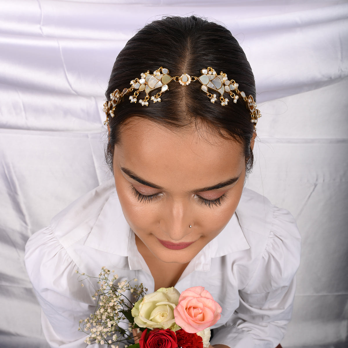 Rue Mother Of Pearl Headband/Sheeshphool