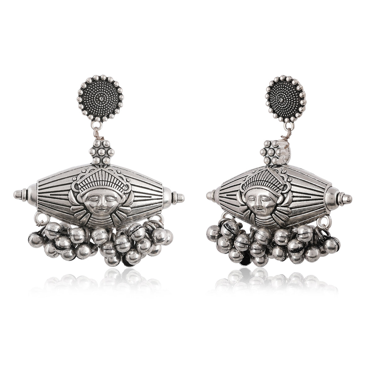 SJTN005- Multi Colour Oxodized Jadau Kundan Tribal Necklace With Earrings