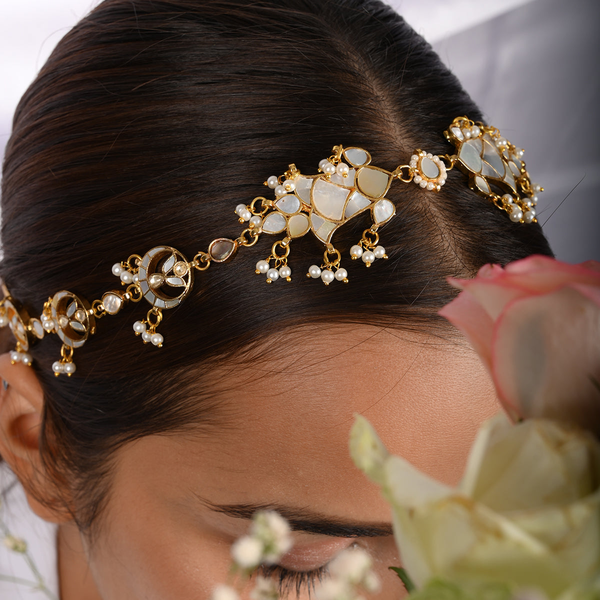 Rue Mother Of Pearl Headband/Sheeshphool