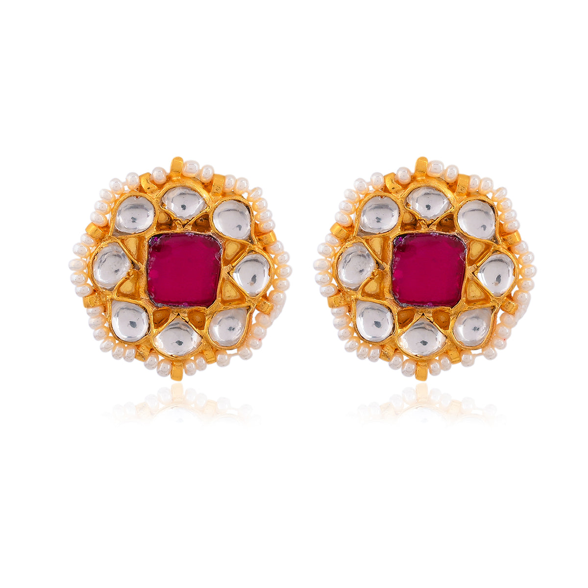 SJN076- Pink Gold Plated Jadau Kundan Choker Set