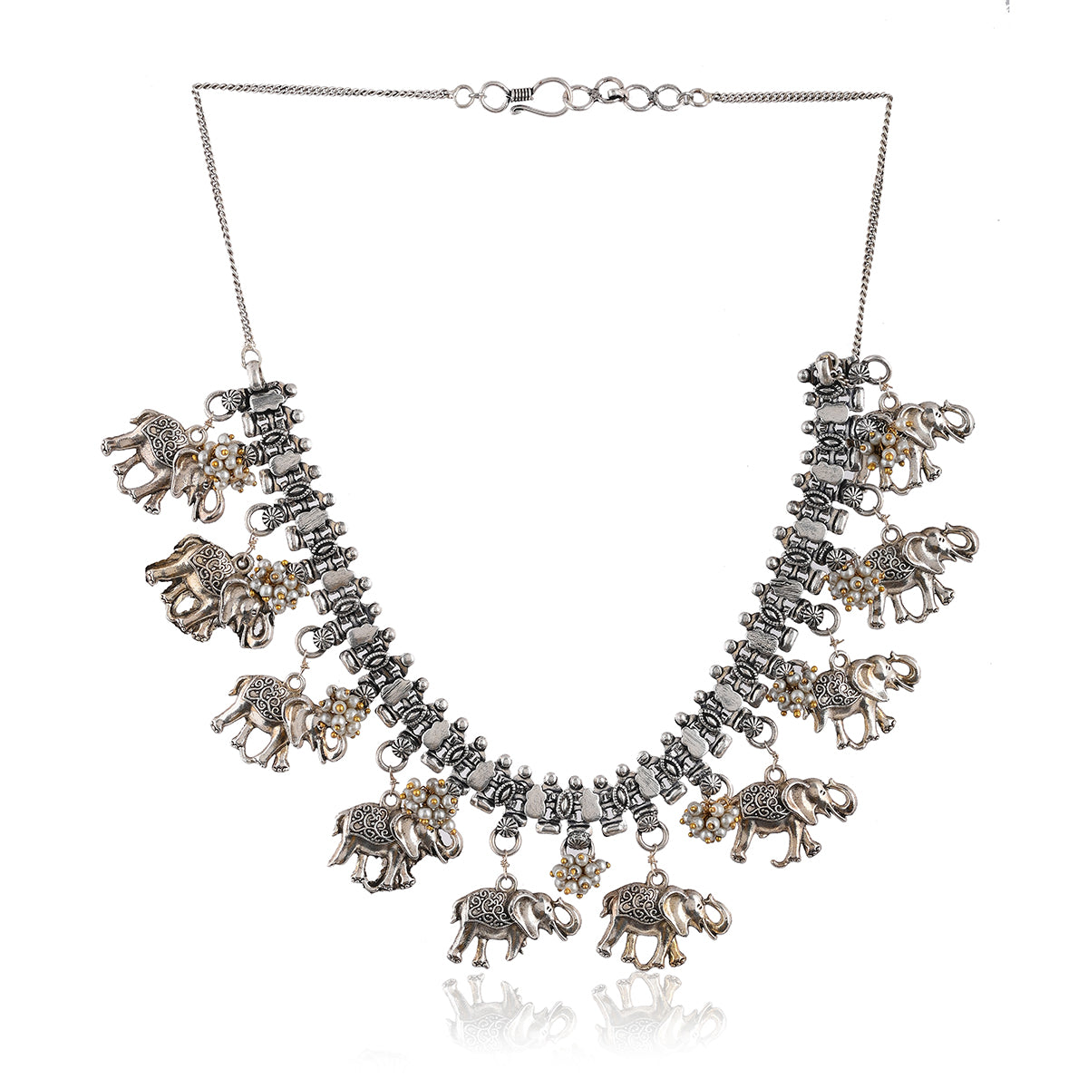 SJTN003- Oxidized Adisa Elephant Tribal Long Necklace