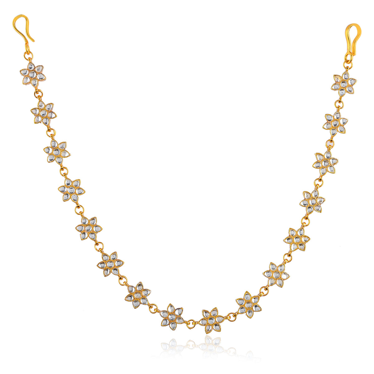 SJH020- White Color Gold Plated Daffodil Headband/Sheeshphool