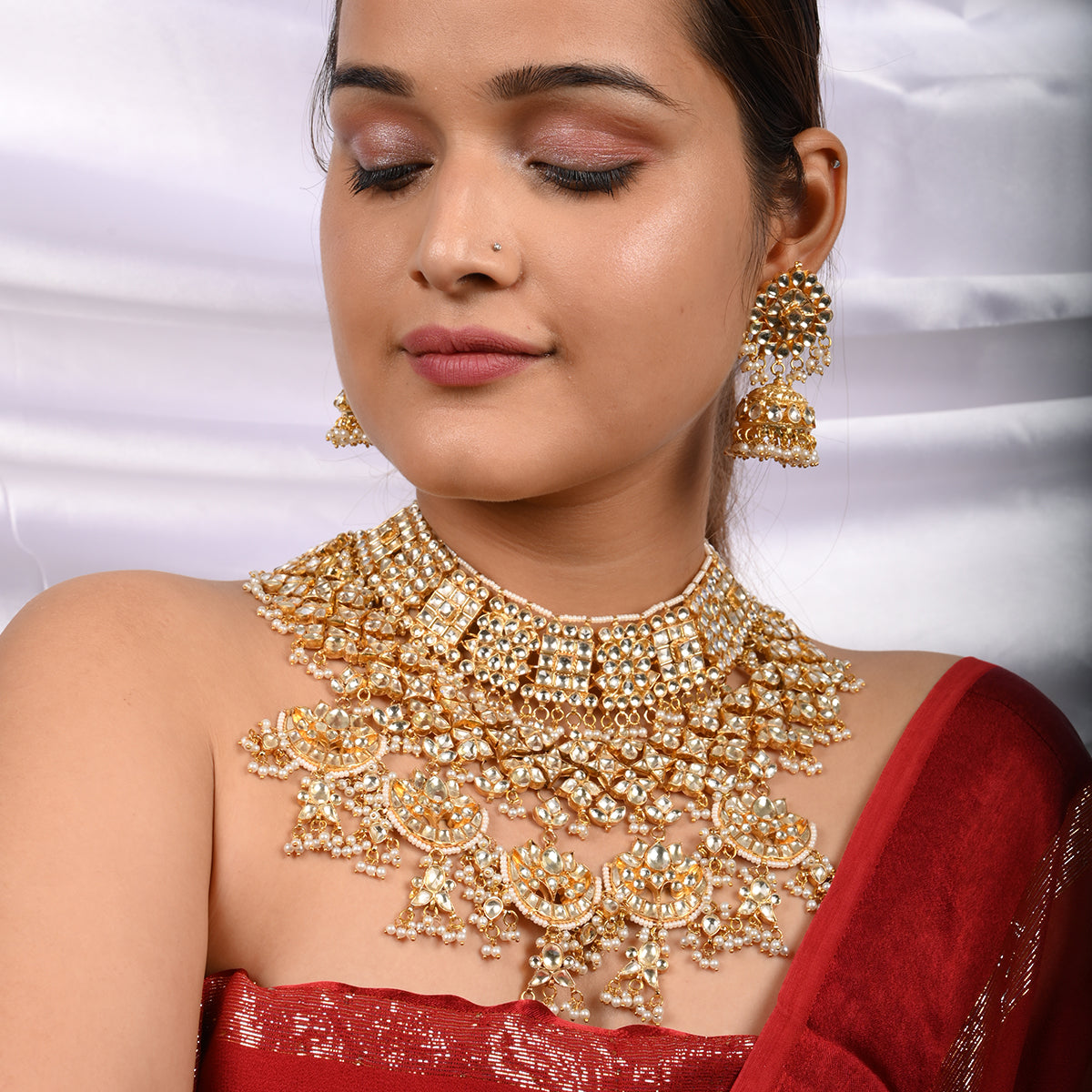 Chandini Lotus Bridal Necklace Set With Sheeshphool, Rings and Bangles