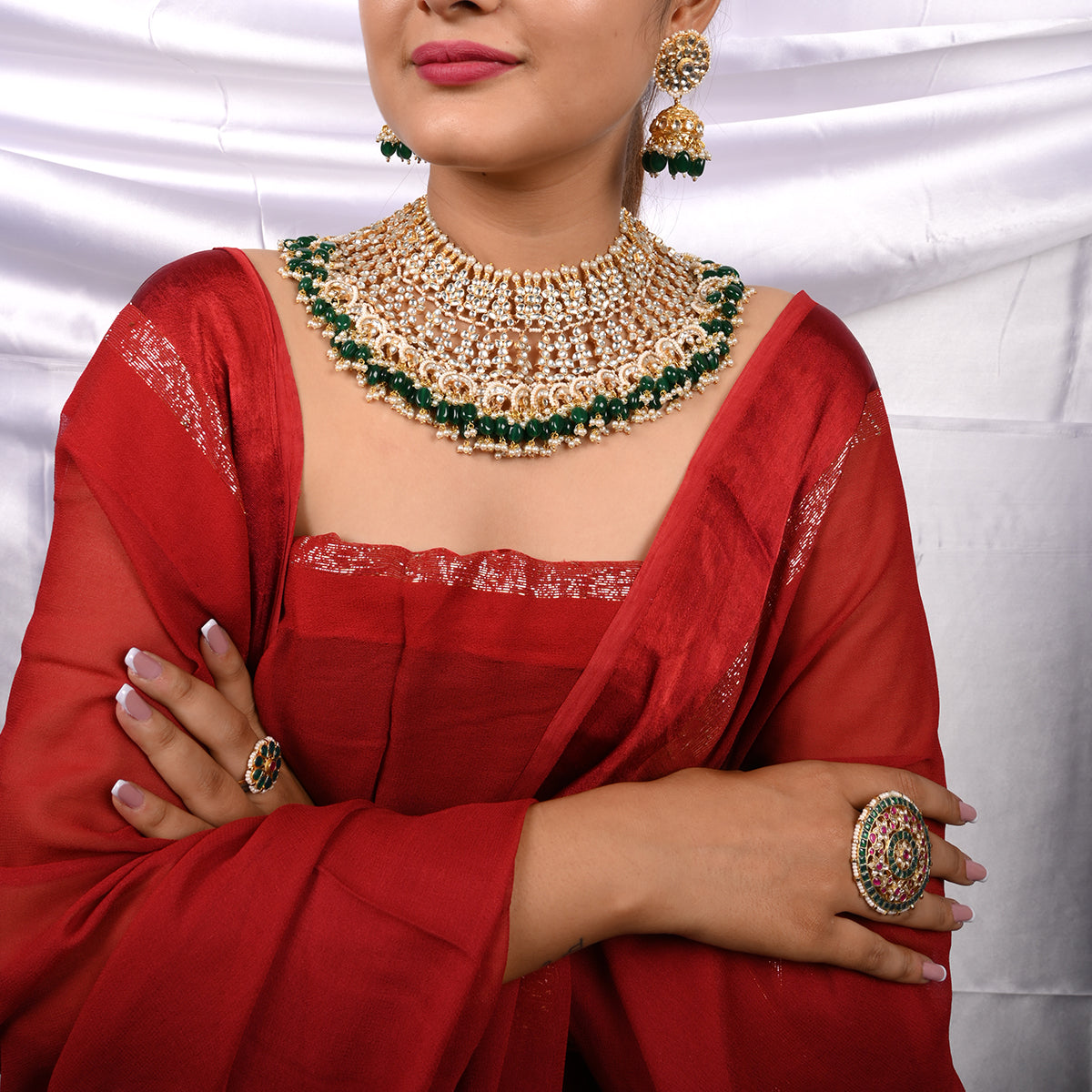 Nescion Surajmukhi Kundan Bridal Set with Tika