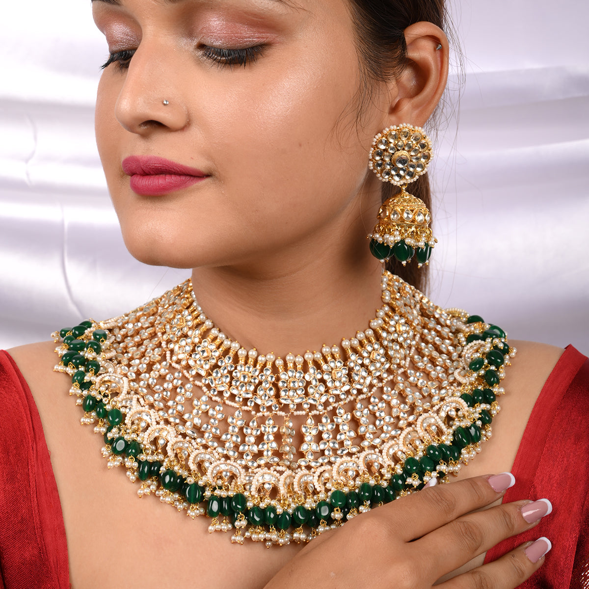 Nescion Surajmukhi Kundan Bridal Set with Tika