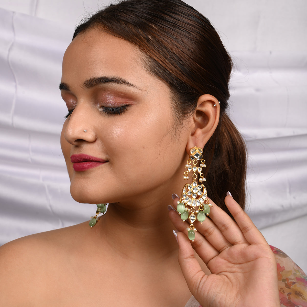 Aadrika Long Mint Earrings