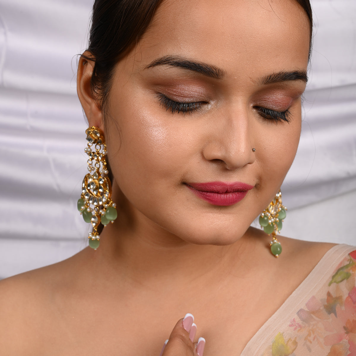 Aadrika Long Mint Earrings
