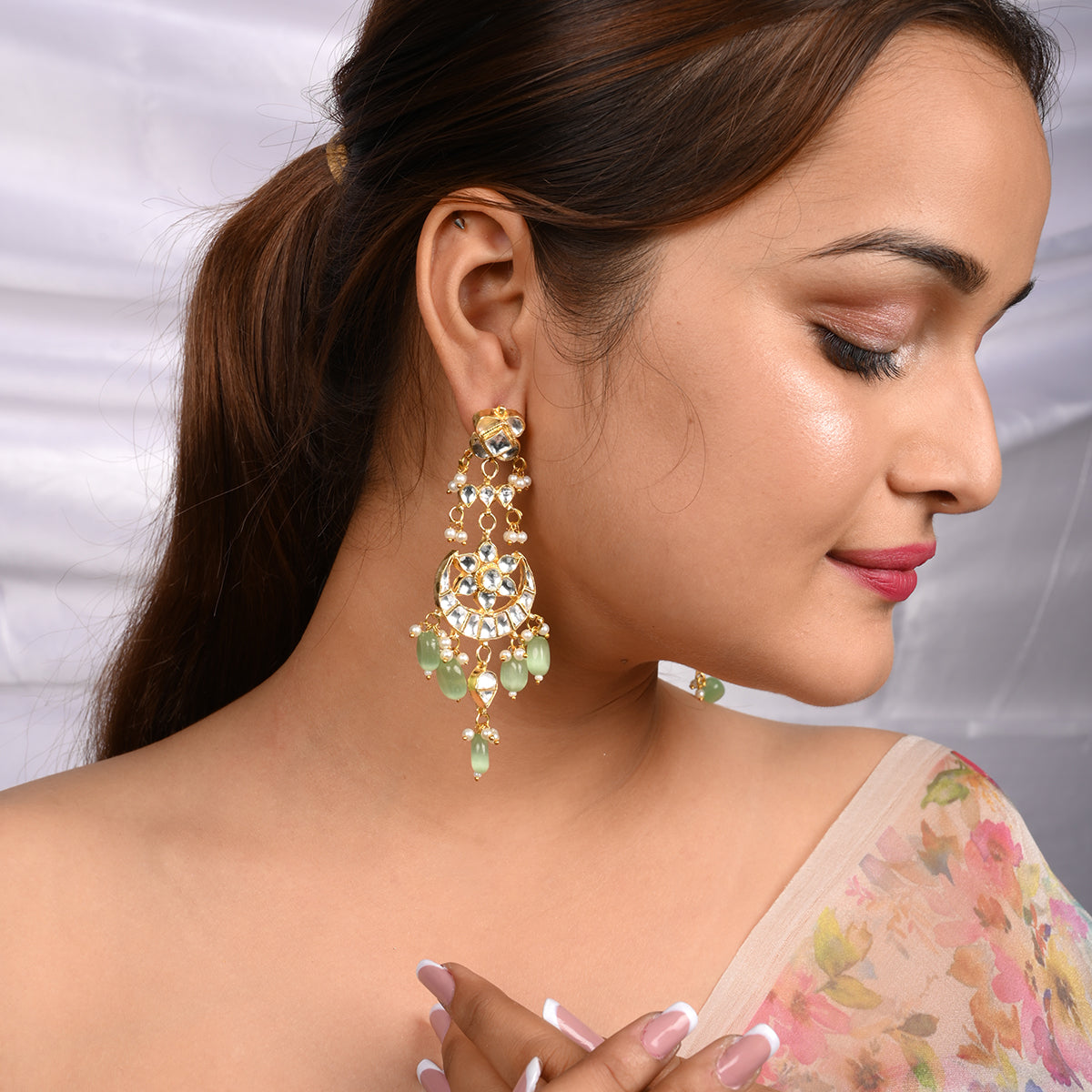 Aadrika Long Mint Earrings