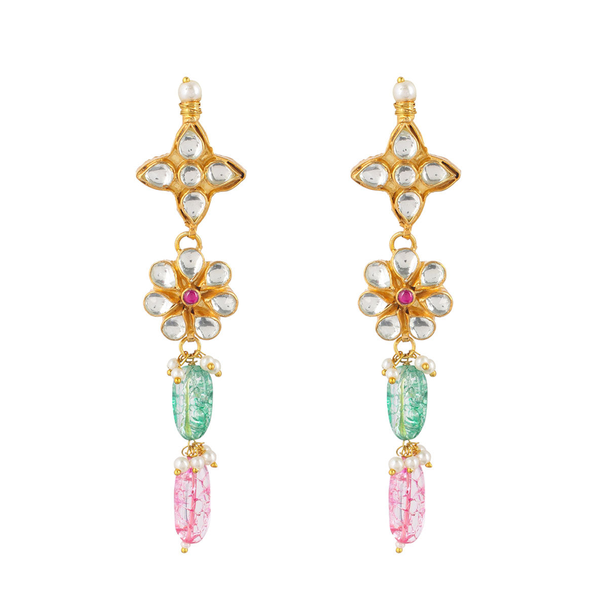 SJN125- Multi Colour Gold Plated Jadau Kundan Choker with Earrings