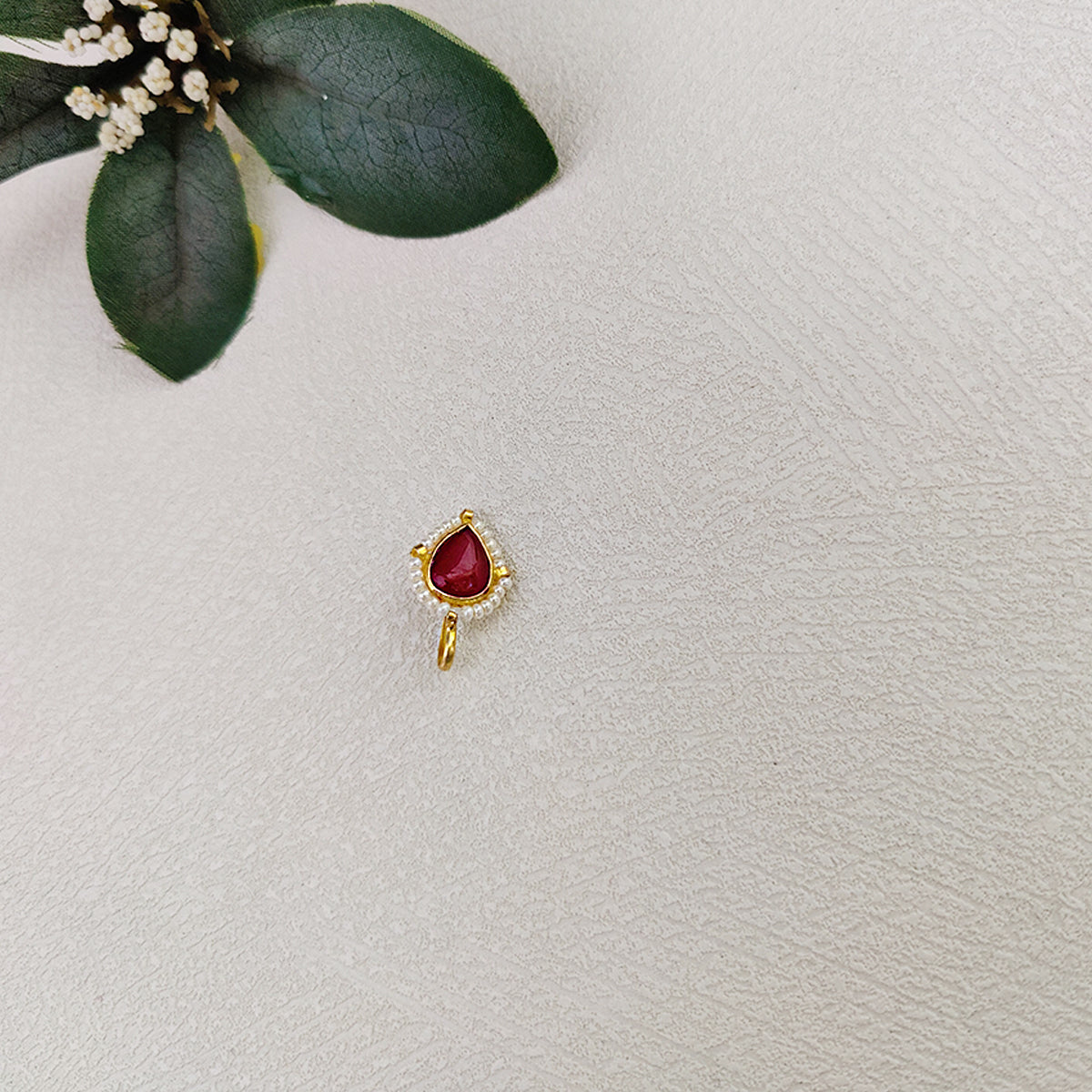 SJNR0007- White Colour Gold Plated Jadau Kundan Nose Pin