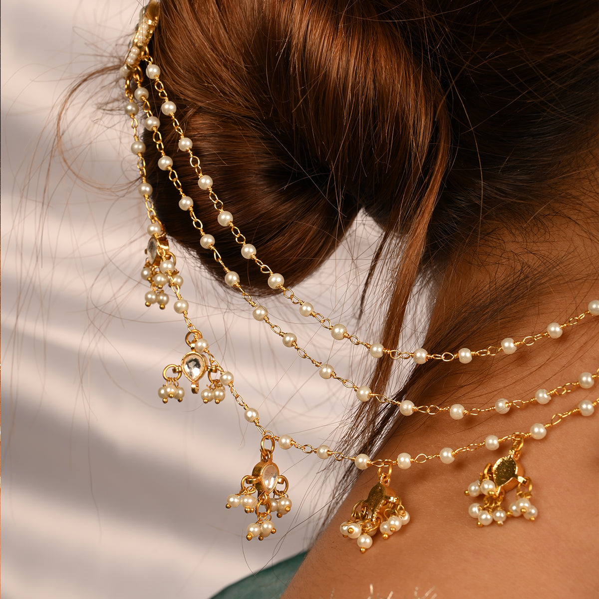 SJKC013- White Colour Gold Plated Jadau kundan Kachain and Jhumki Optional