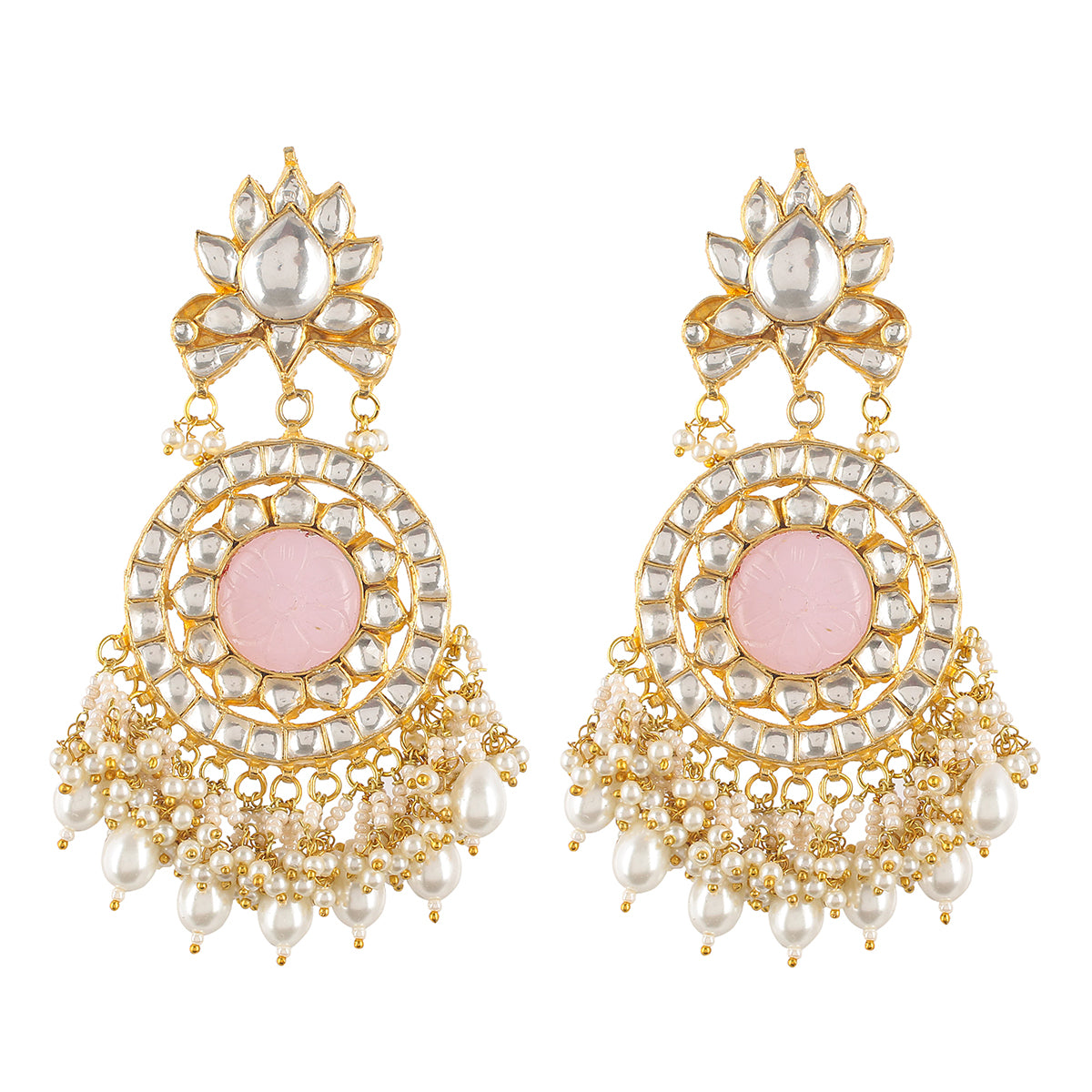 Raavina Lotus Kundan Pink Jadau Necklace Set