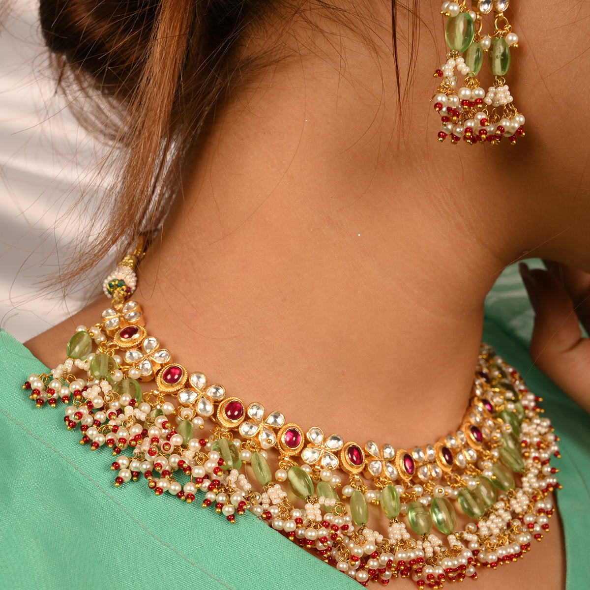 Vidisha Red Kundan Necklace Set