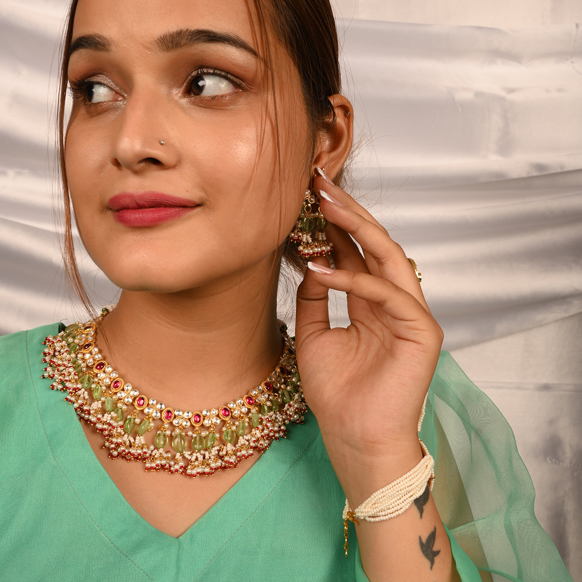 Vidisha Red Kundan Necklace Set