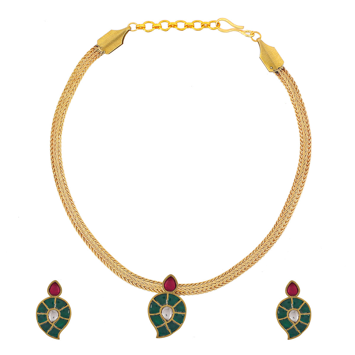Arthur Gold Plated Green Kundan Mango Hasli