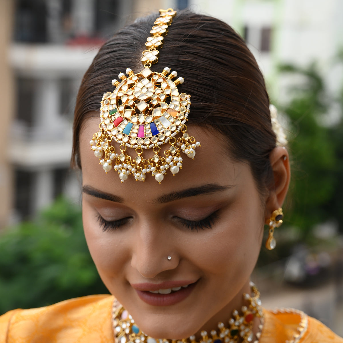 Aadhila Multi Choker Set with Tika