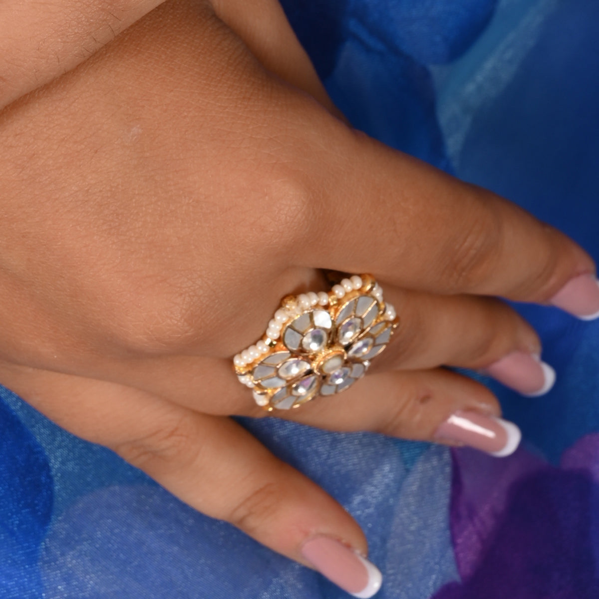 Esther Mother of Pearl with Kundan Ring