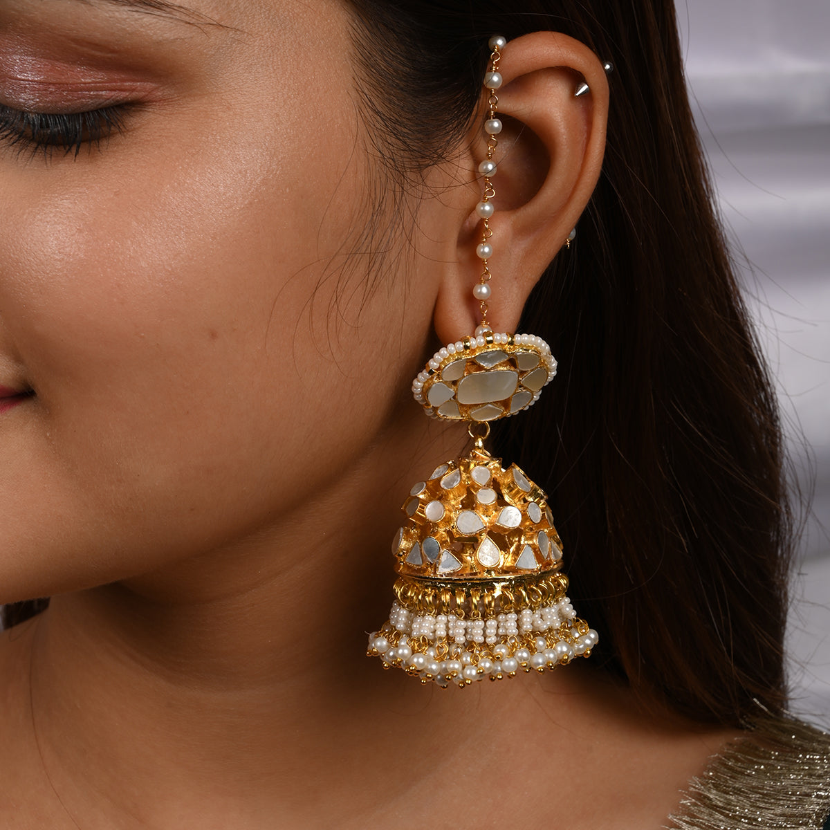 Pranshu Mother of Pearl Jhumkas