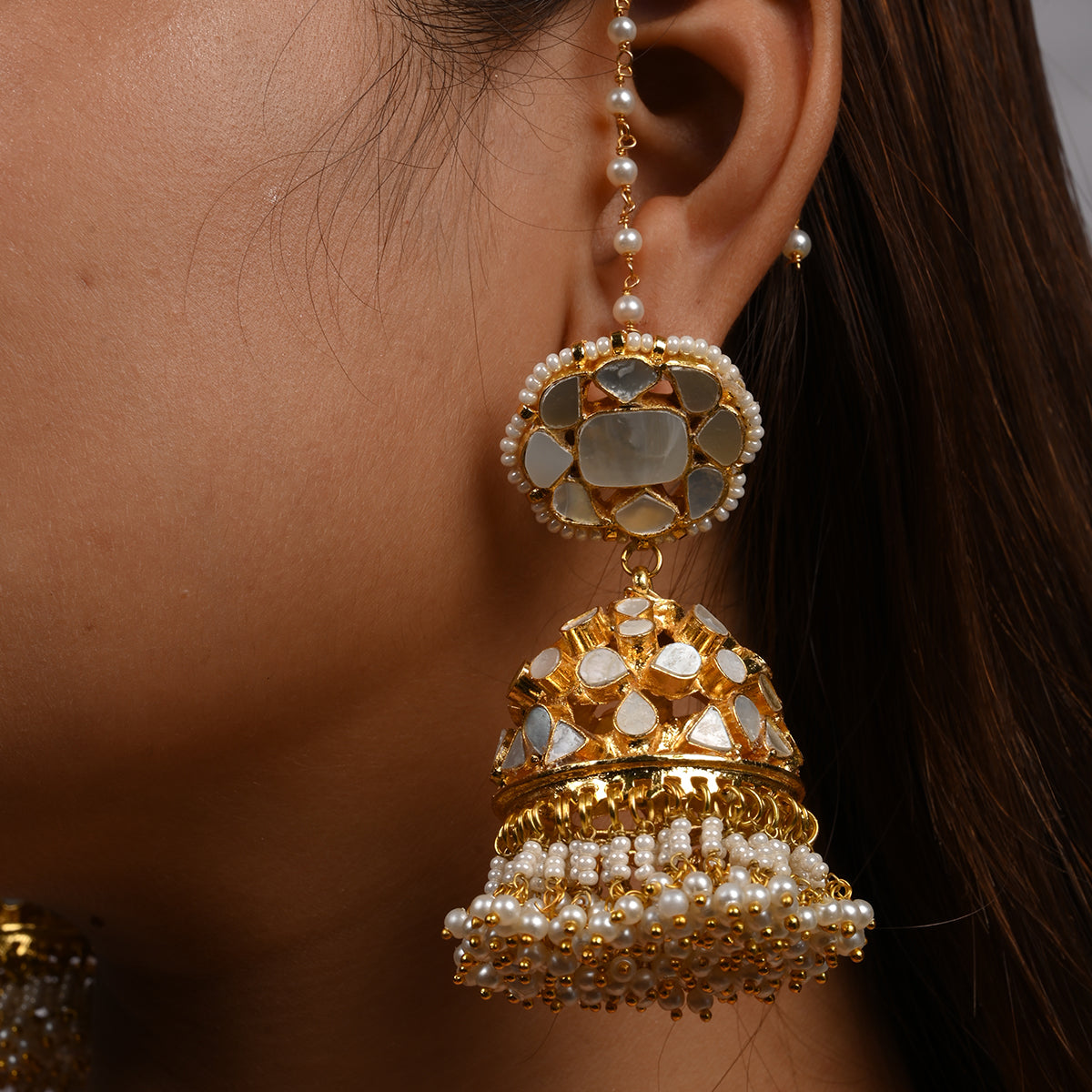 Pranshu Mother of Pearl Jhumkas